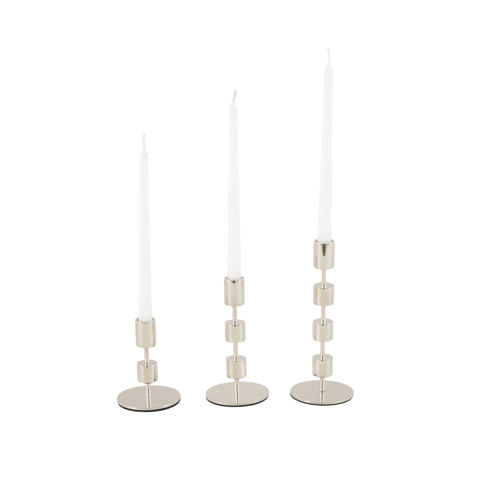 Set of 3 Abstract Aluminum Metal Floating Block Decorative Candle Holder with Rounded Bases