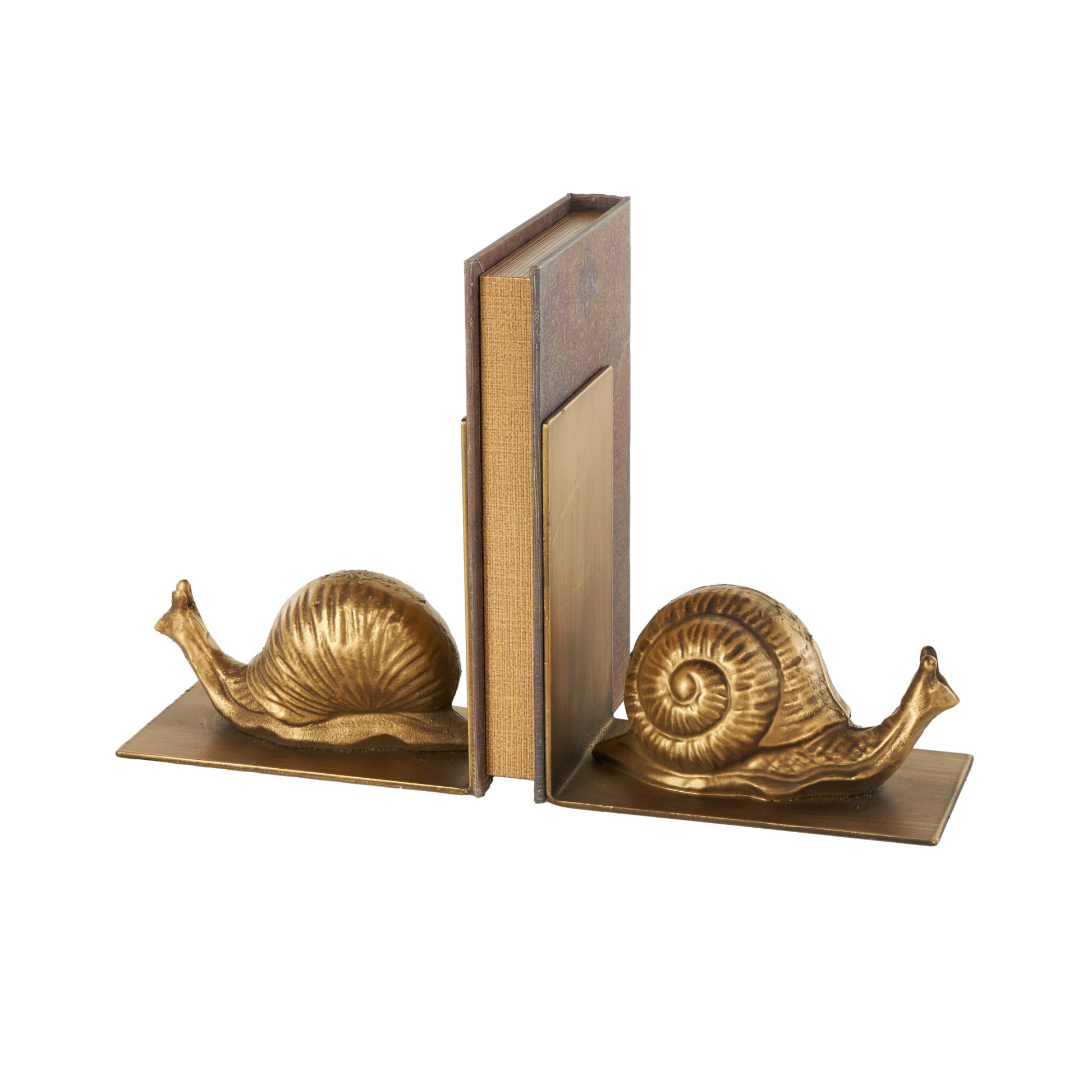 Set of 2 Snail Gold Metal Crawling Decorative Bookends