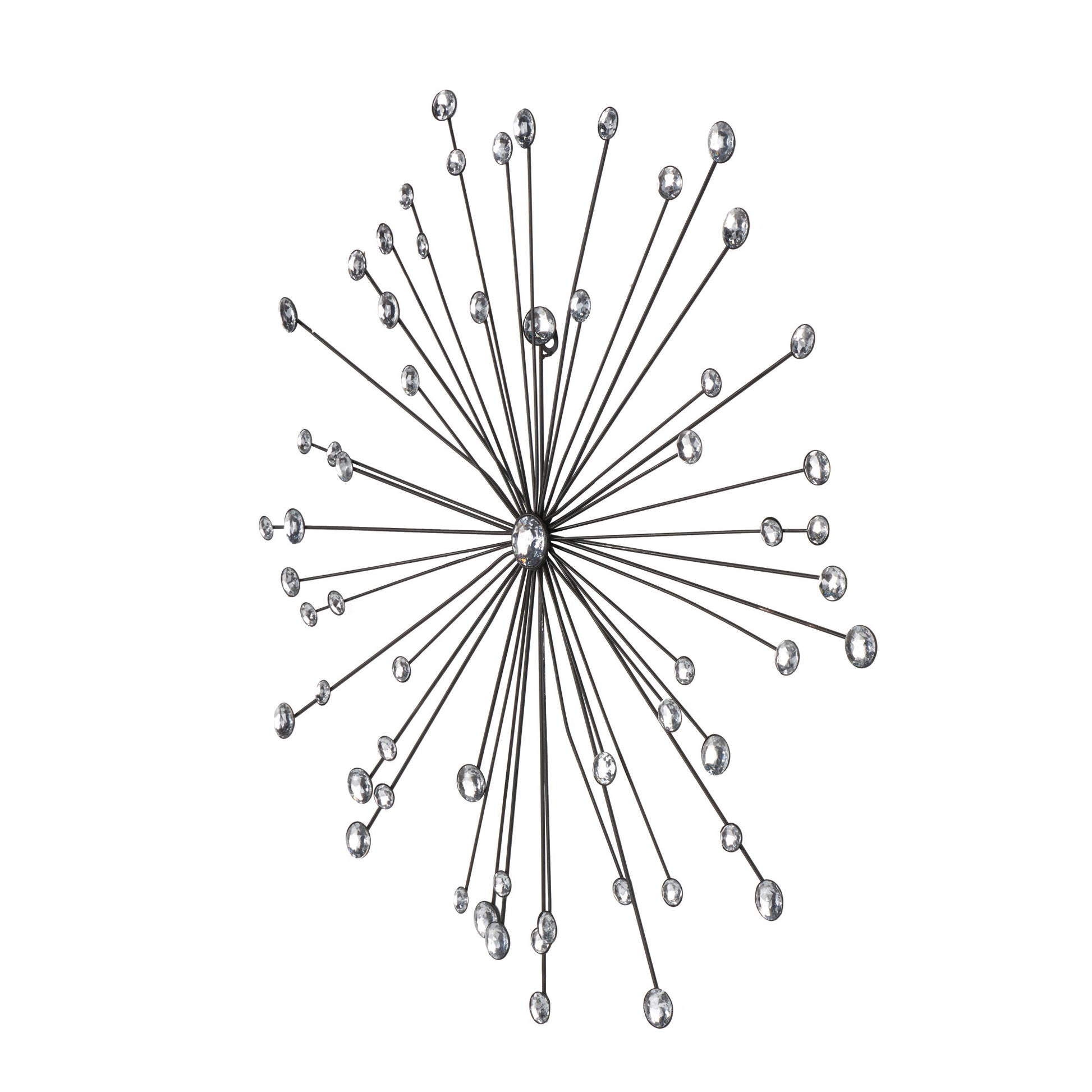 Starburst Black Metal Home Wall Decor with Crystal Embellishments