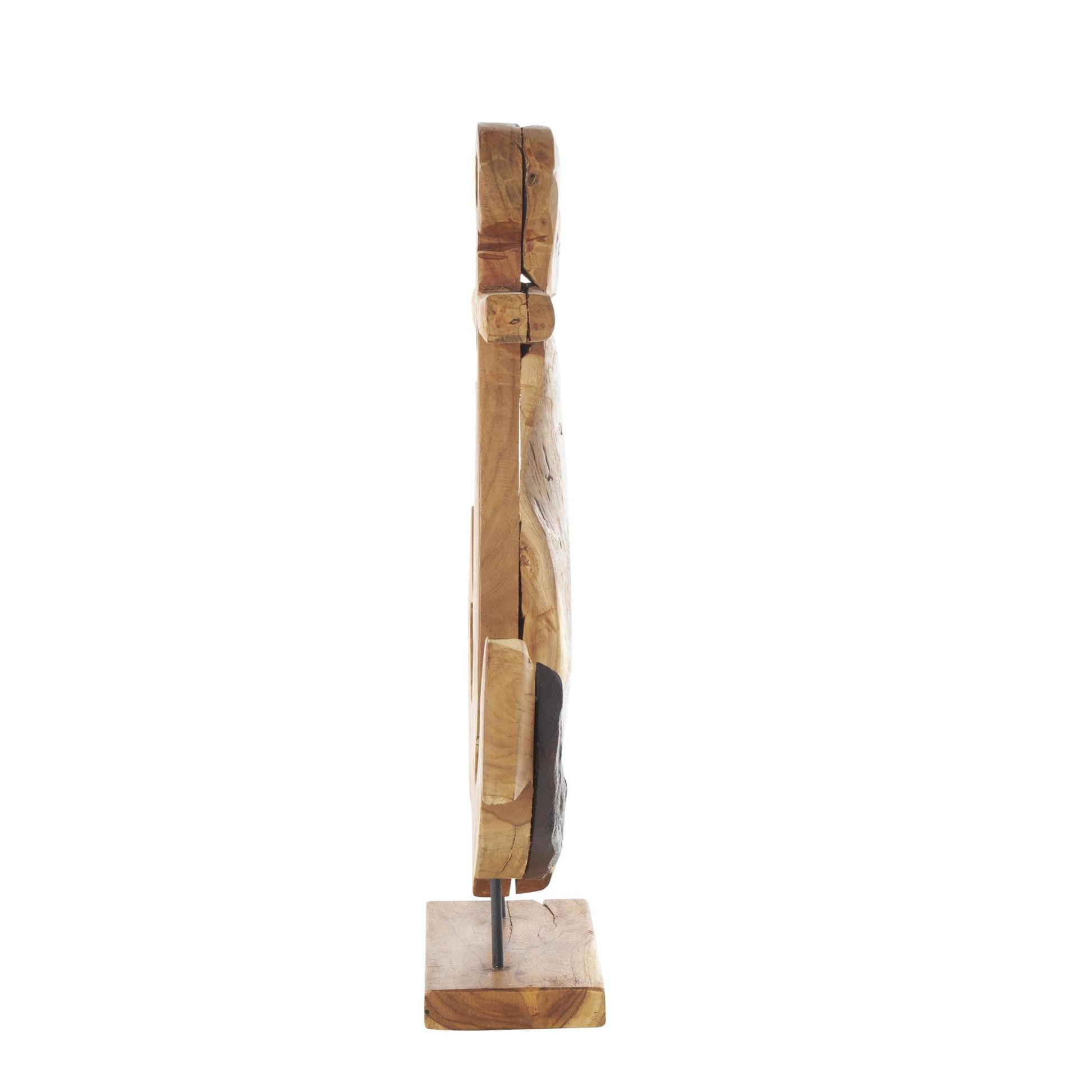 Anchor Brown Teak Wood Handmade Decorative Sculpture with Mosaic Live Edge Pieces
