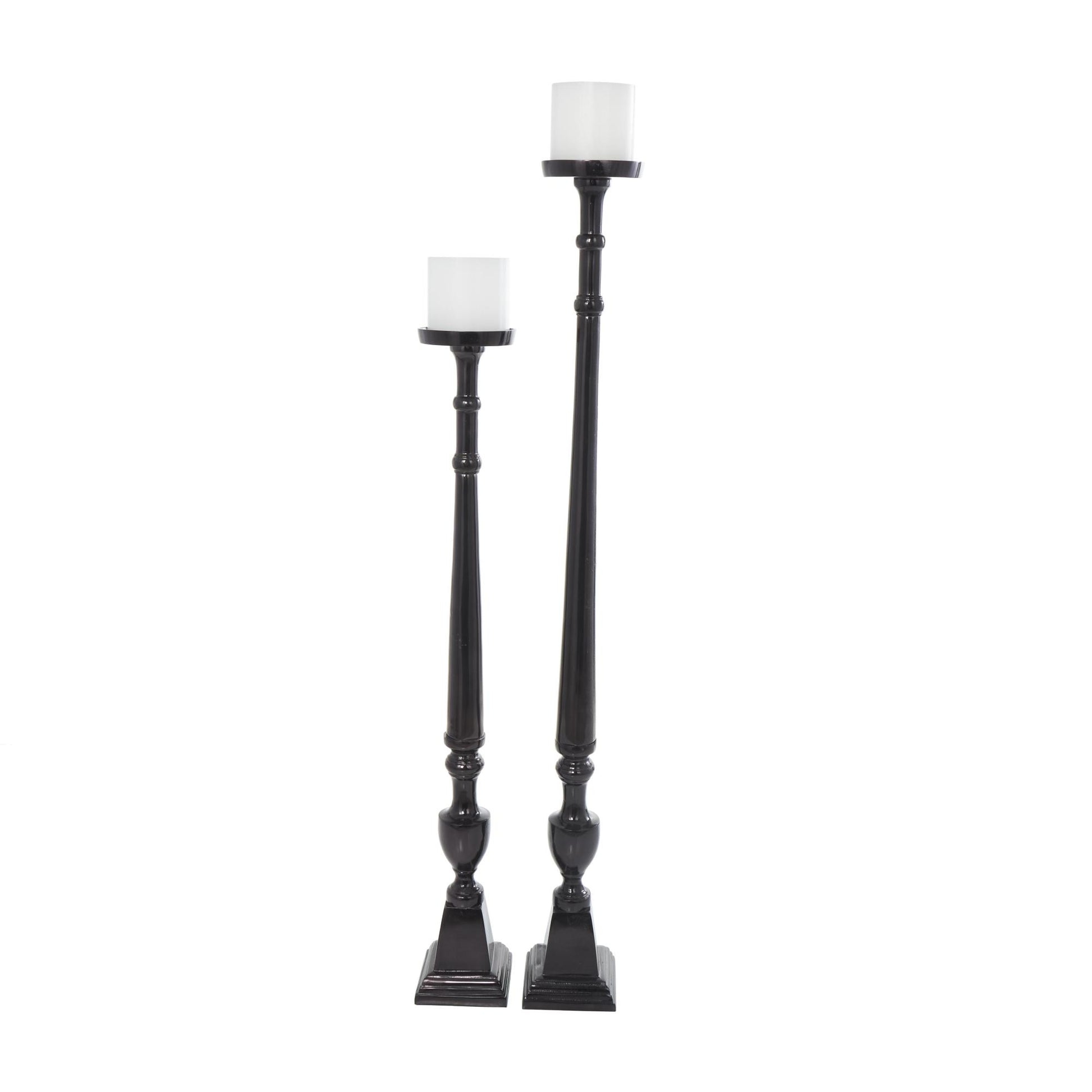 Set of 2 Aluminum Metal Tall Floor Decorative Candle Holder
