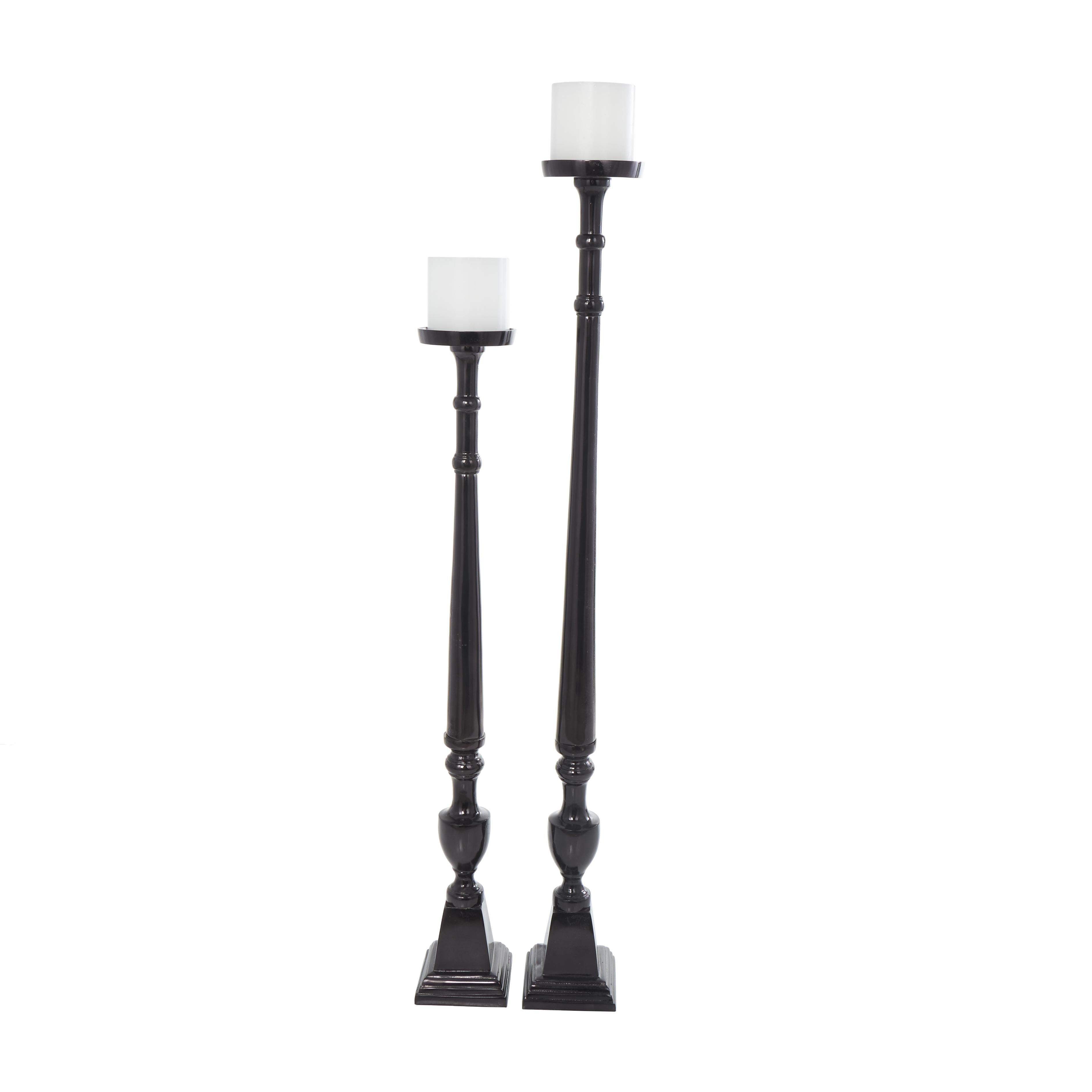 Set of 2 Aluminum Metal Tall Floor Decorative Candle Holder