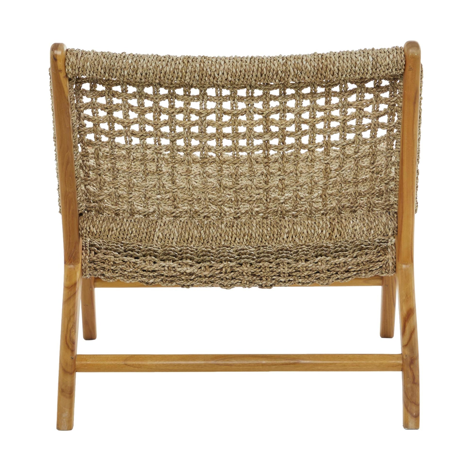 Teak Wood Handmade Woven Living Room Accent Chair with Woven Cane Seat 25" x 29" x 28"