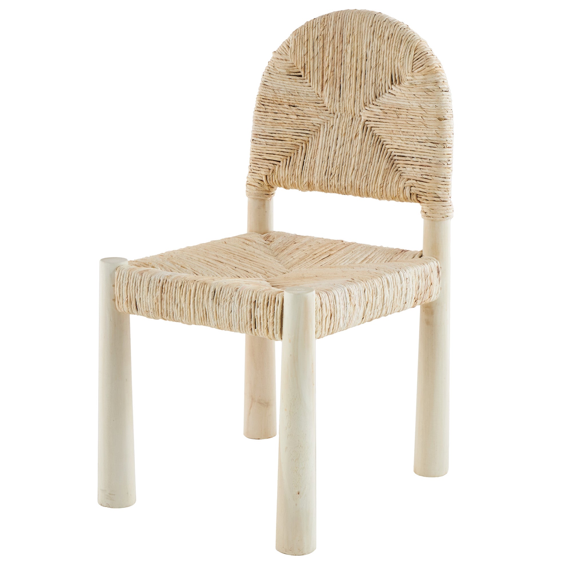 Set of 2 Wood Handmade Art Deco Kitchen Dining Chair with Woven Banana Leaf Seat