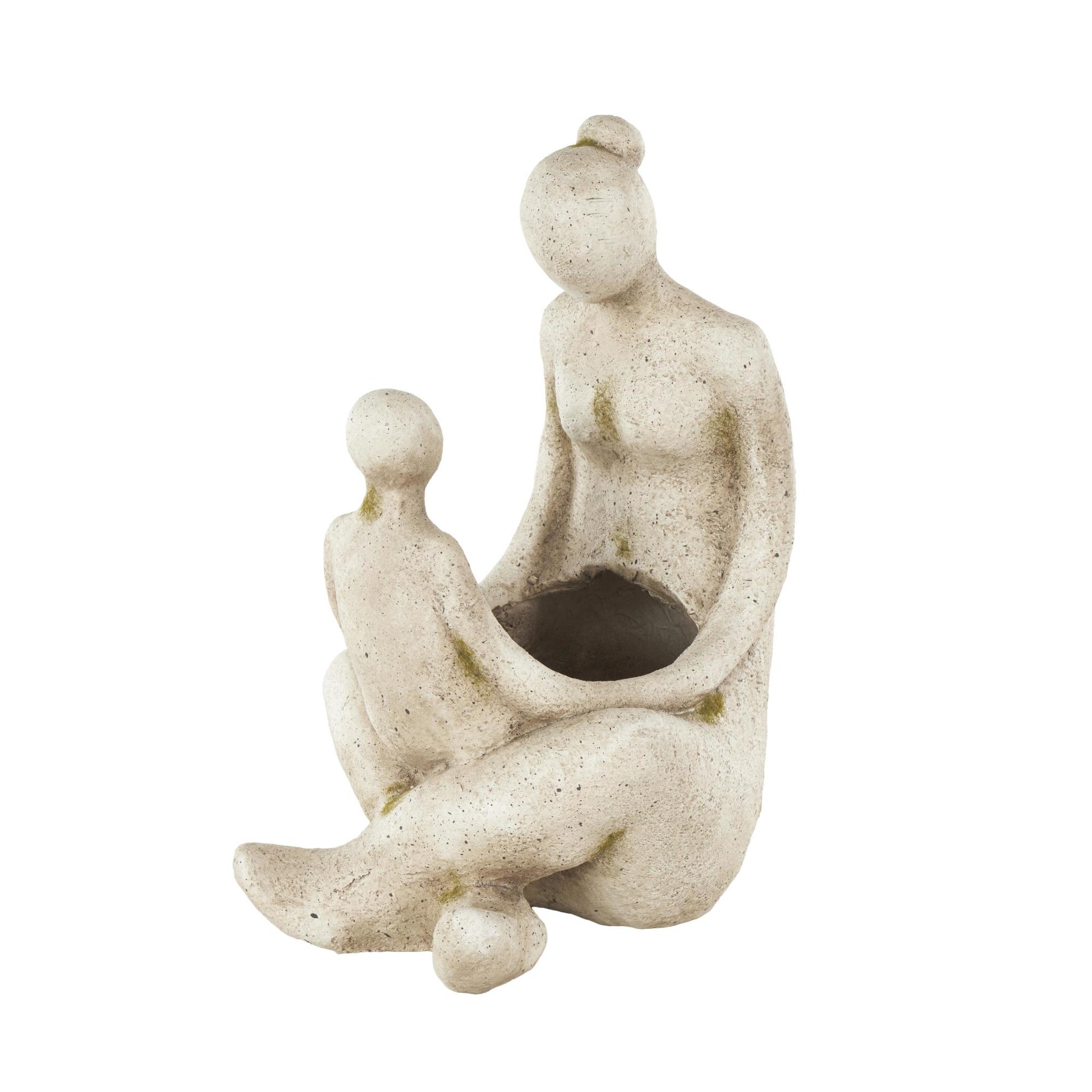 Family Cream Polystone Sitting Indoor Outdoor Planter