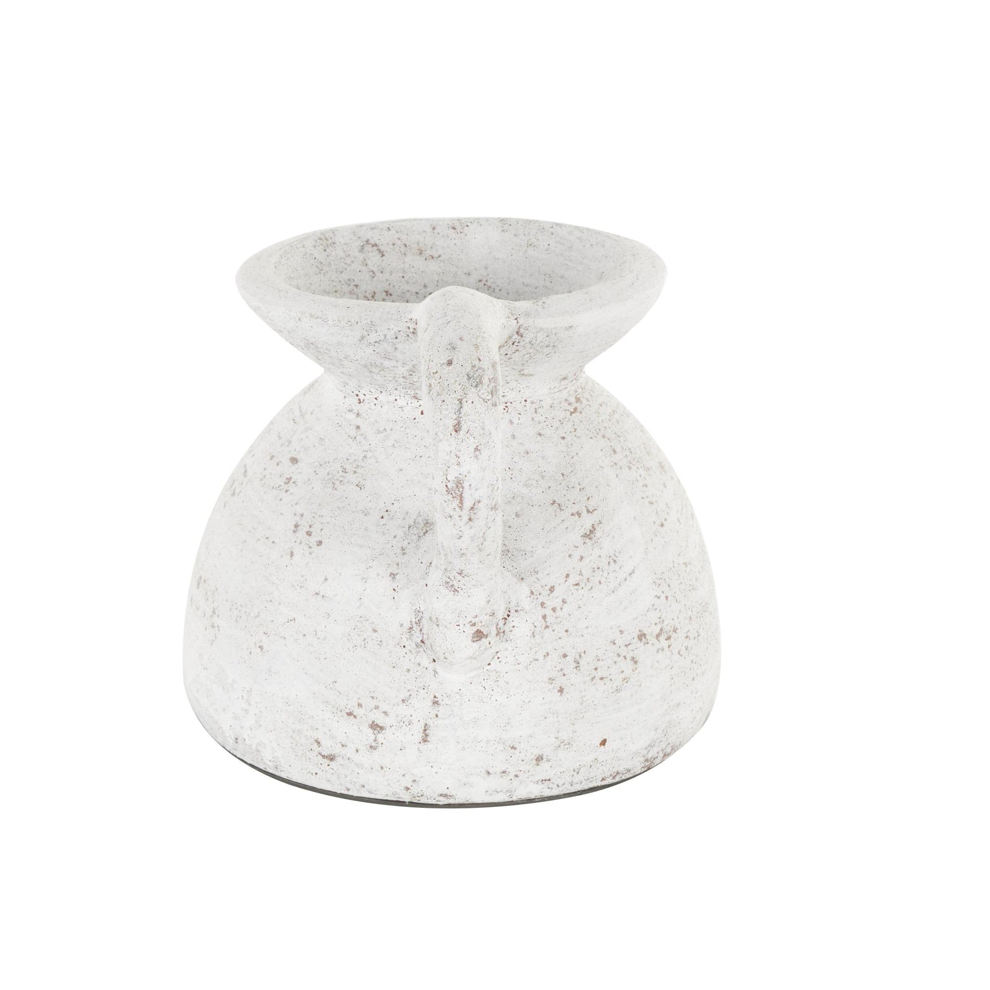 White Ceramic Antique Style Textured Pot Decorative Vase with Handle