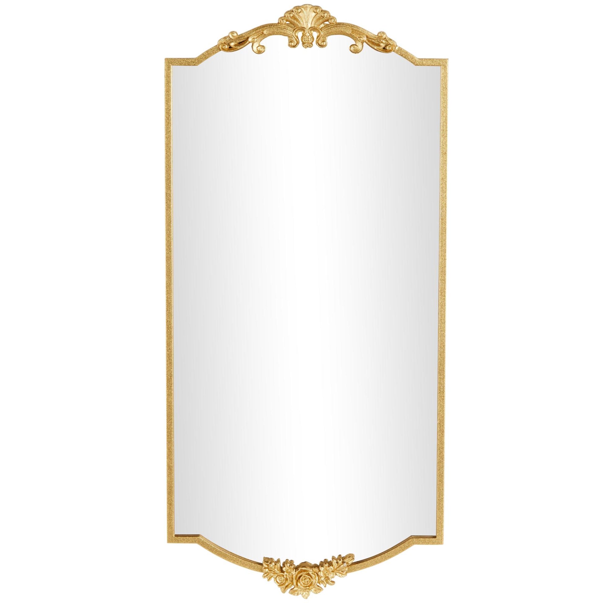 Floral Gold Metal Room Wall Mirror with Floral Embellishments