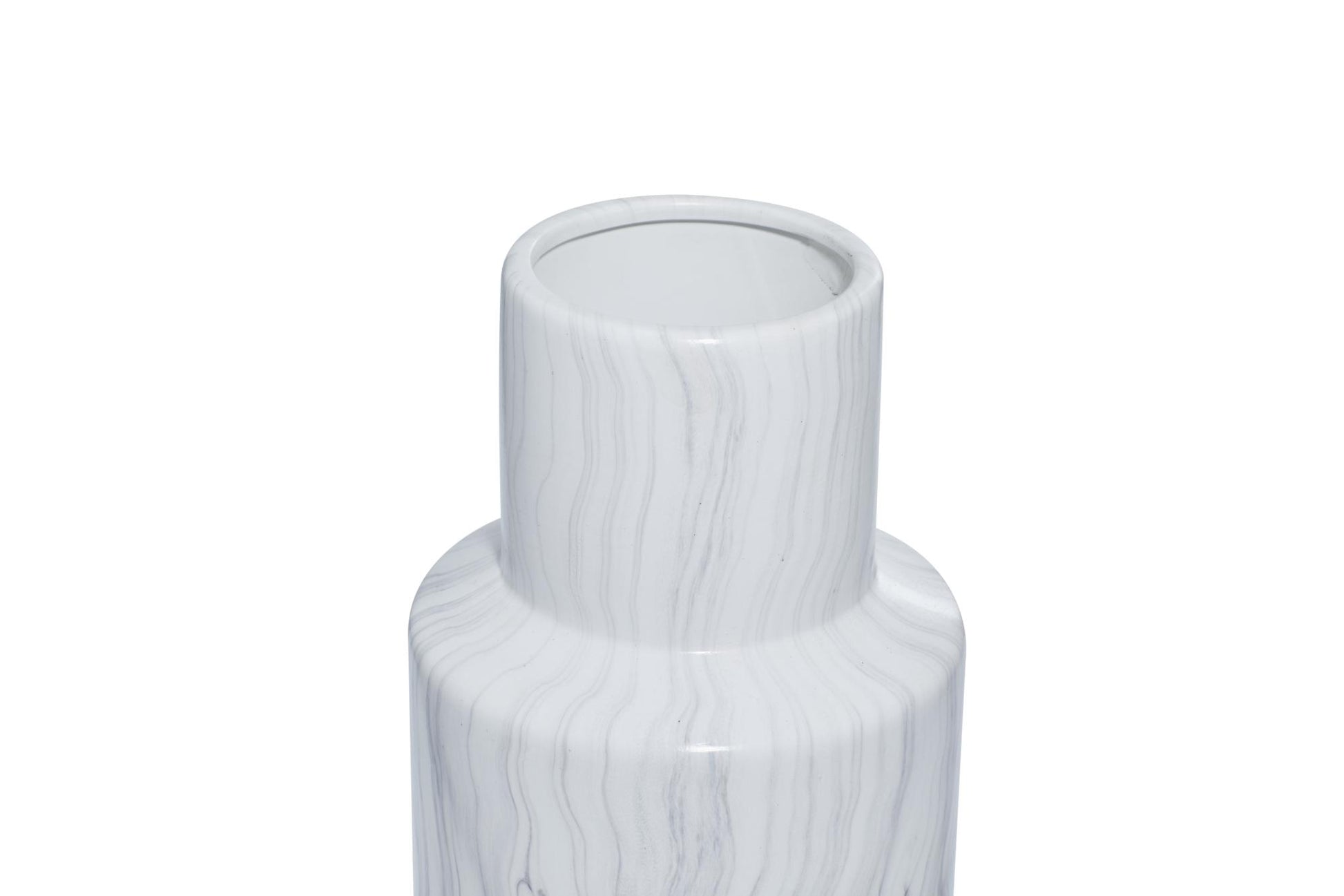 White Ceramic Faux Marble Decorative Vase