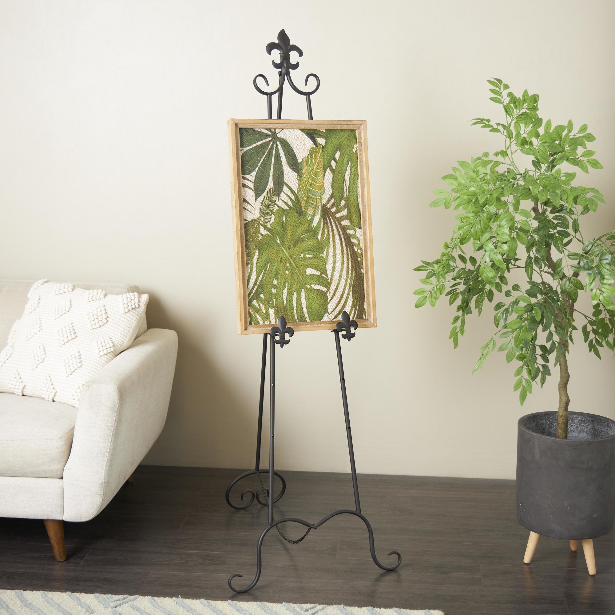 Scroll Black Metal Extra Large Adjustable 3 Tier Display Easel with Chain Support