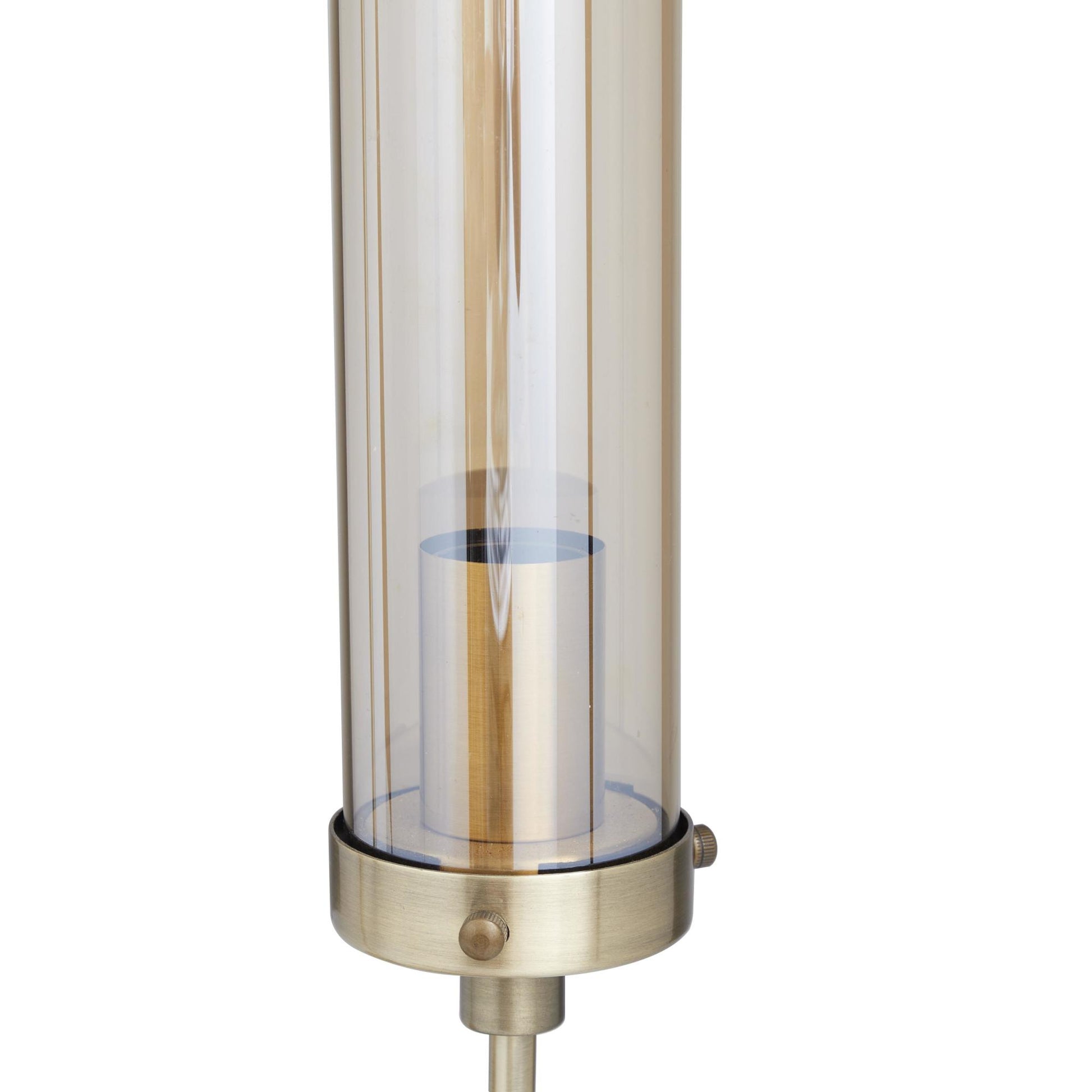 Gold Metal Tall Room Accent Lamp with Cylinder Glass Shades