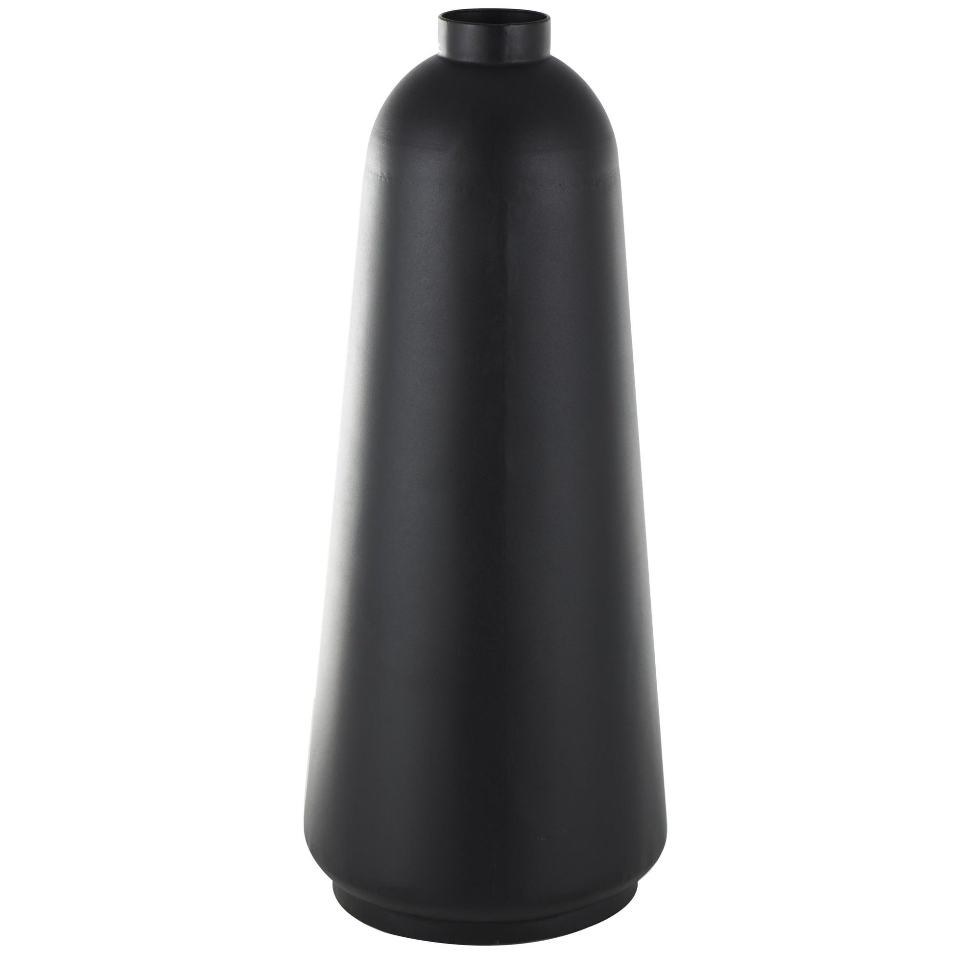 Black Metal Decorative Vase with Narrow Opening