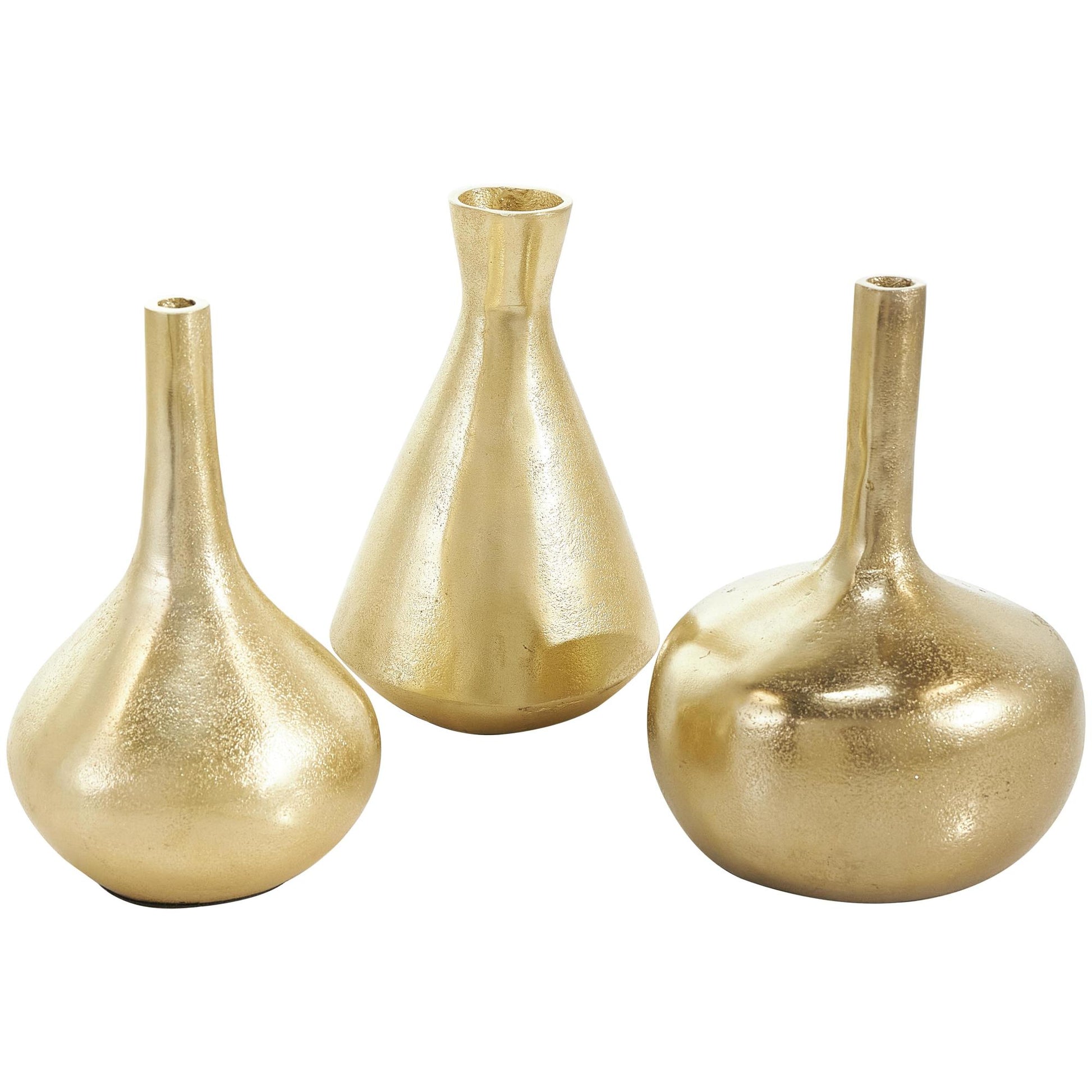 CosmoLiving by Cosmopolitan Set of 3 Aluminum Metal Decorative Vase with Varying Shapes