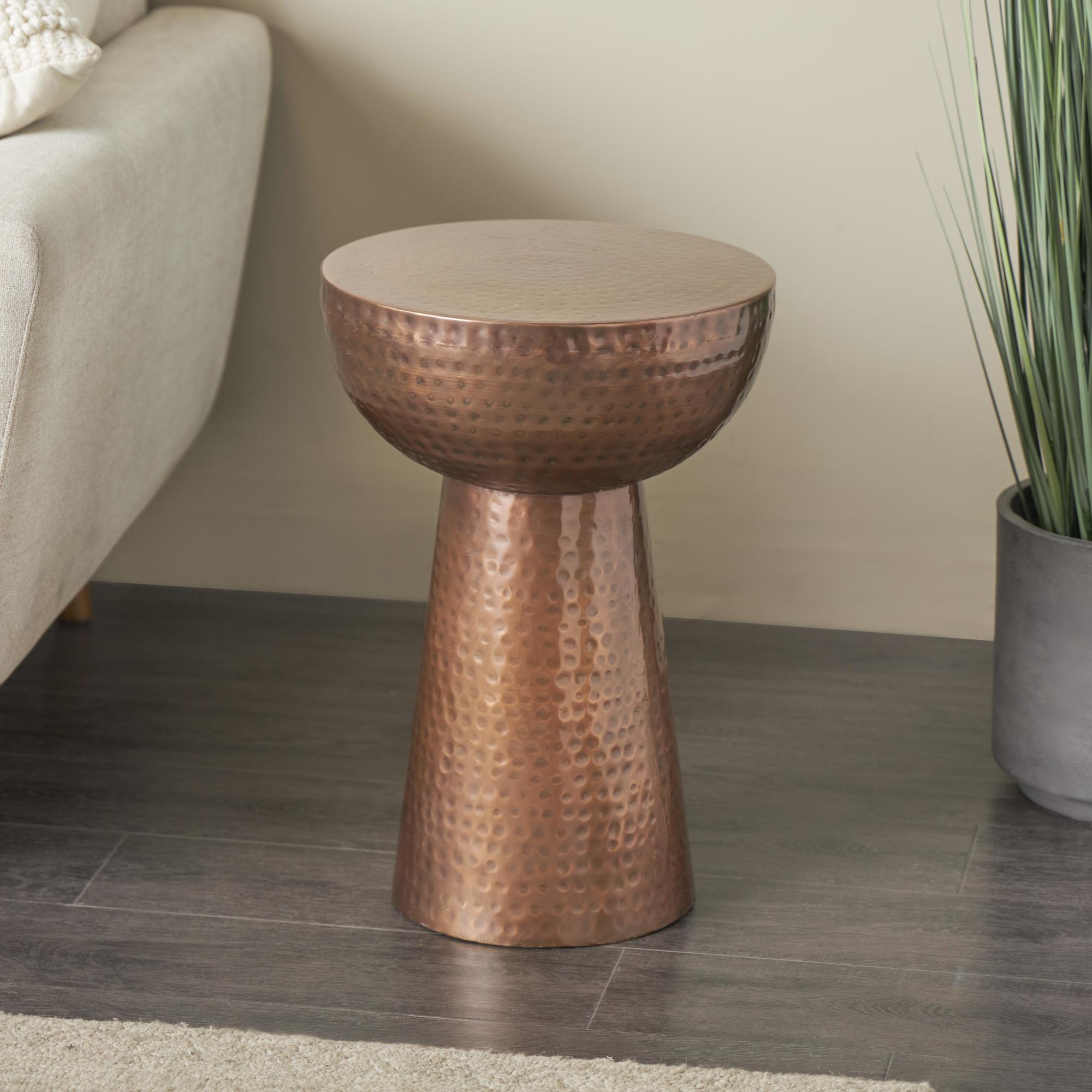 Metal Handmade Side End Accent Table with Hammered Design
