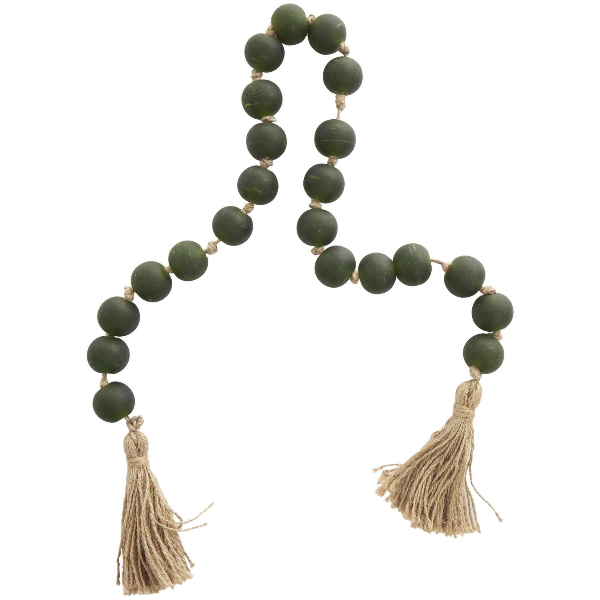 Glass Handmade Round Beaded Garland with Tassel with Knotted Brown Jute