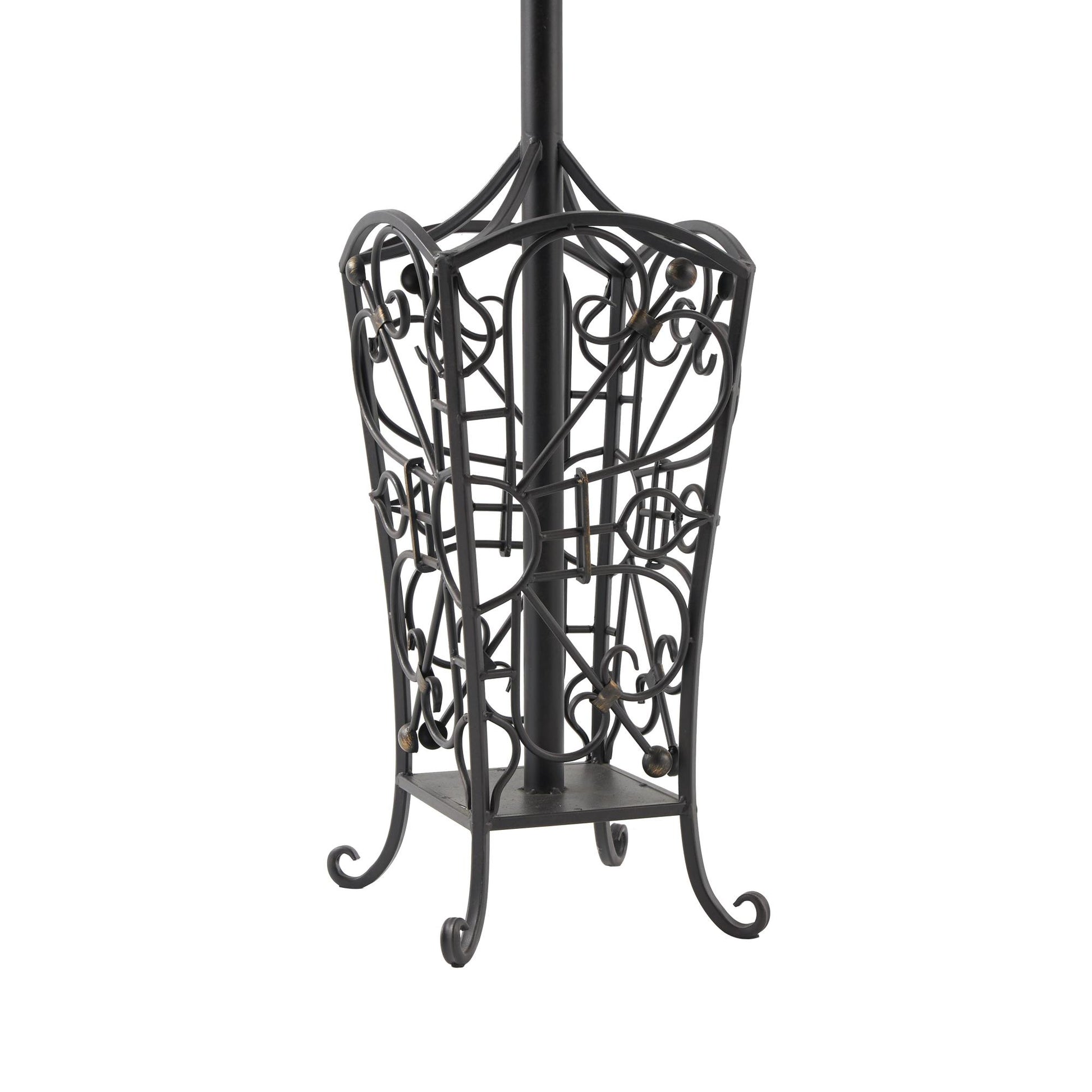 Scroll Black Metal Vintage Style Freestanding Coat Rack with Scroll Designs