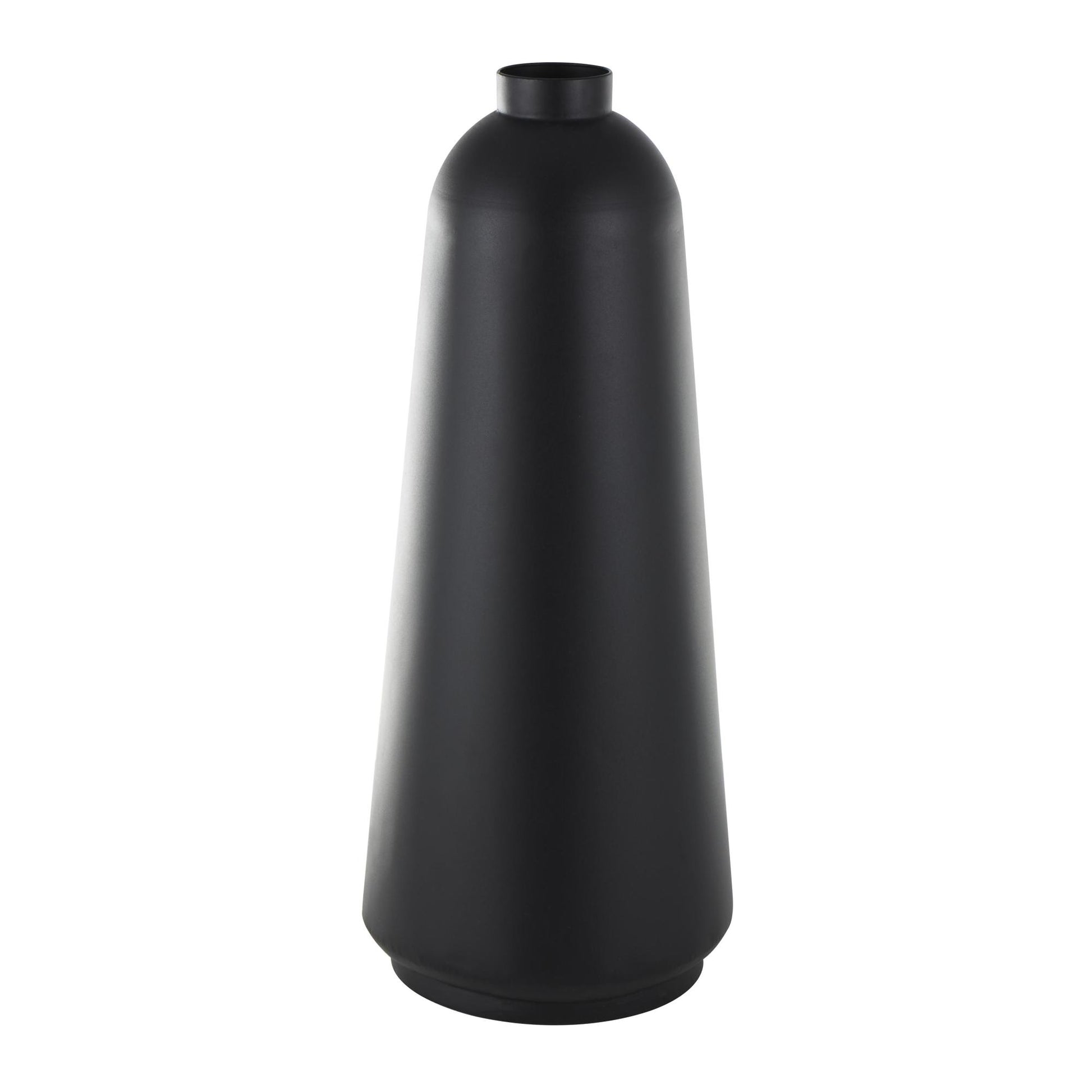 Black Metal Decorative Vase with Narrow Opening