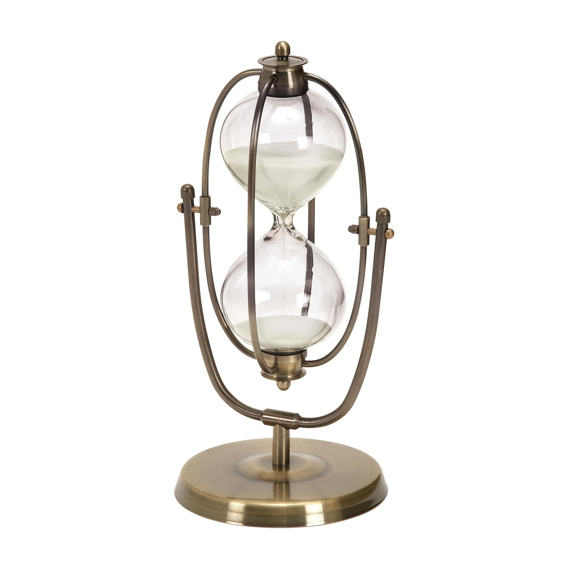 Armillary Metal Hourglass Sand Hourglass Timer with Rotating Stand