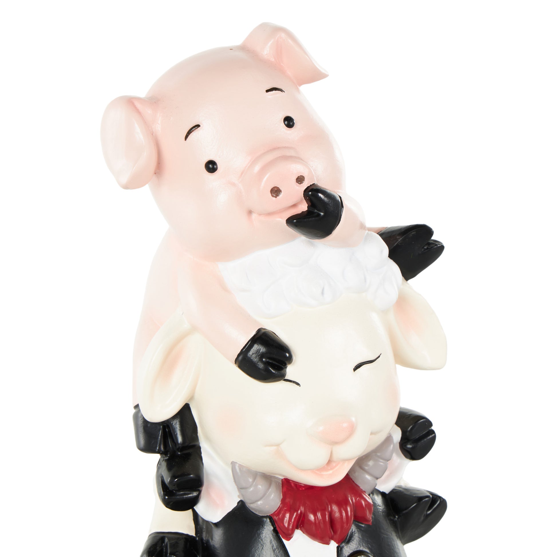 Farm Animals Multi Colored Polystone Stacked Decorative Sculpture with Gray and Green Accents