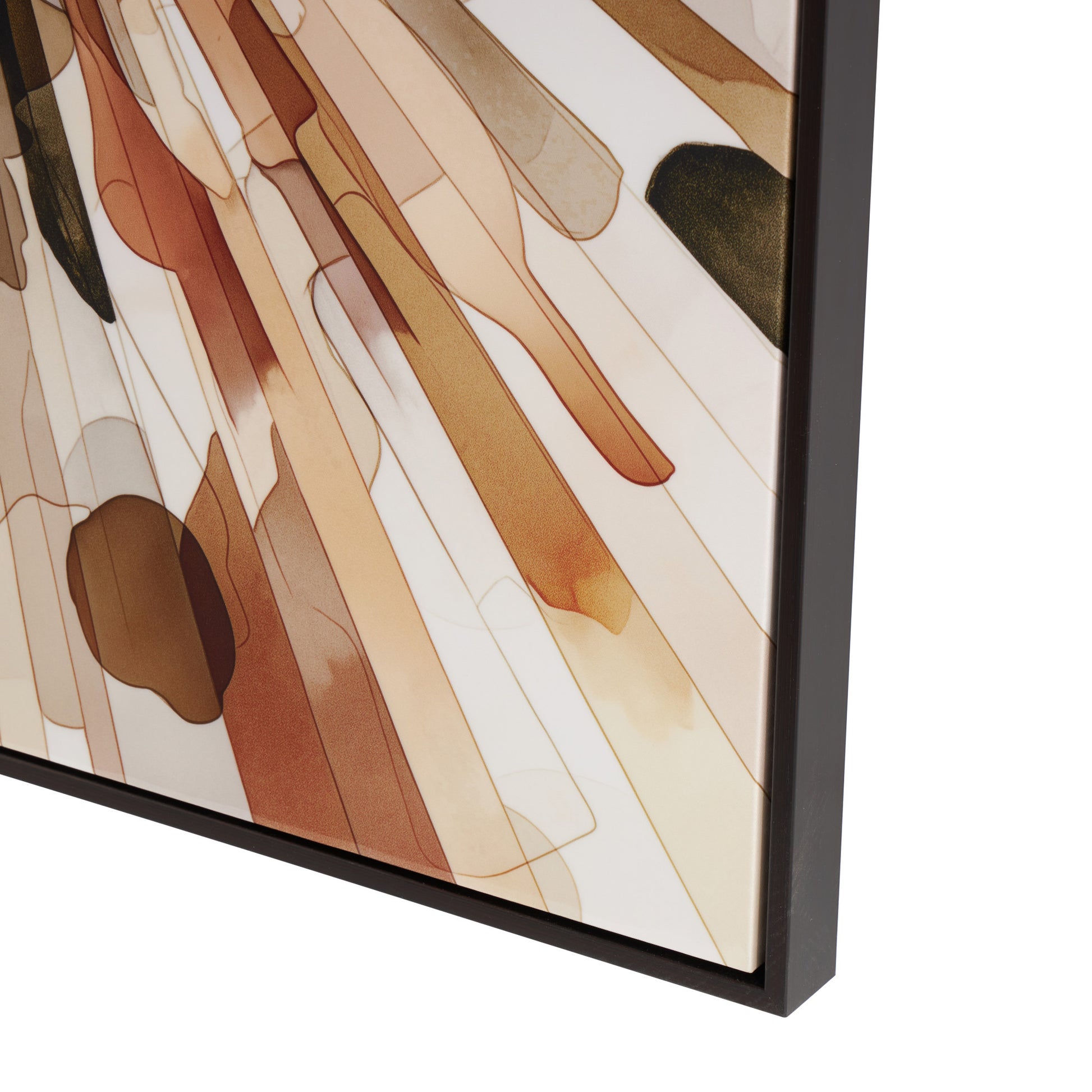 Sunburst Multi Colored Canvas Abstract Living Room Framed Wall Art with Black Frame