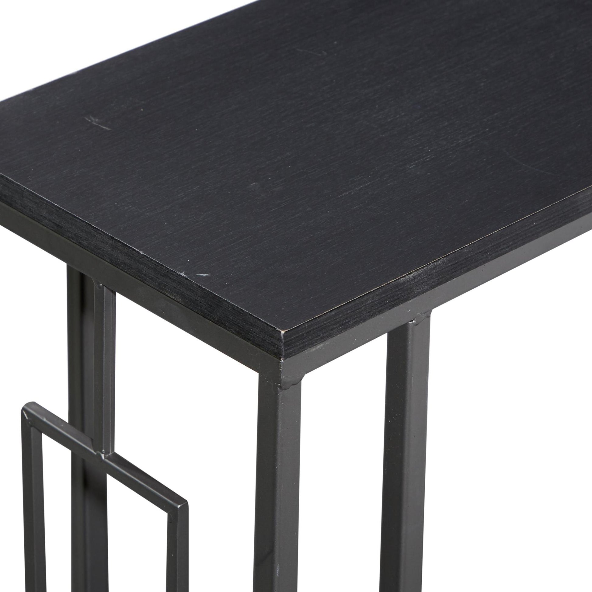 Metal C-Shaped Side End Accent Table with Black Metal Base