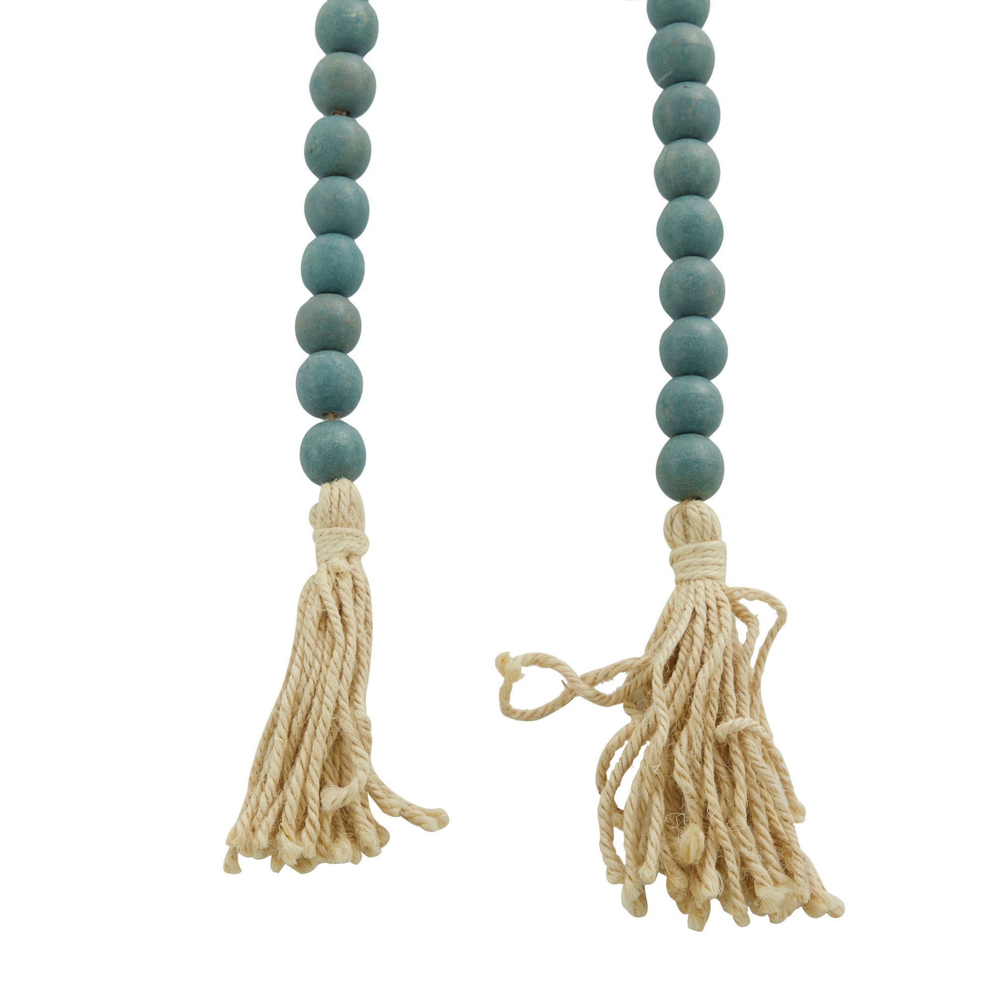 Mango Wood Handmade Round Long Carved Beaded Garland with Tassel