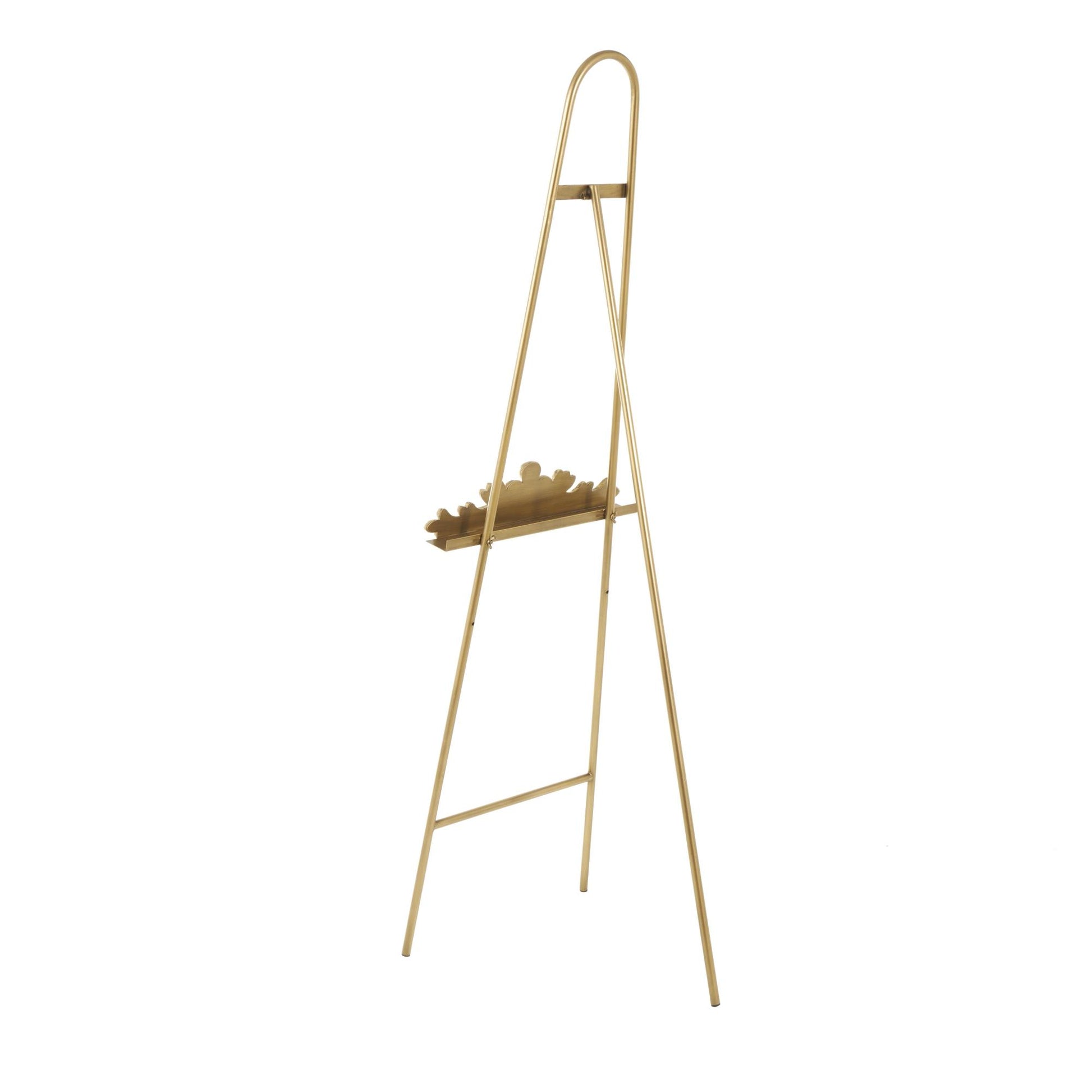 Gold Metal Arched Foldable Display Easel with Vine Emblem