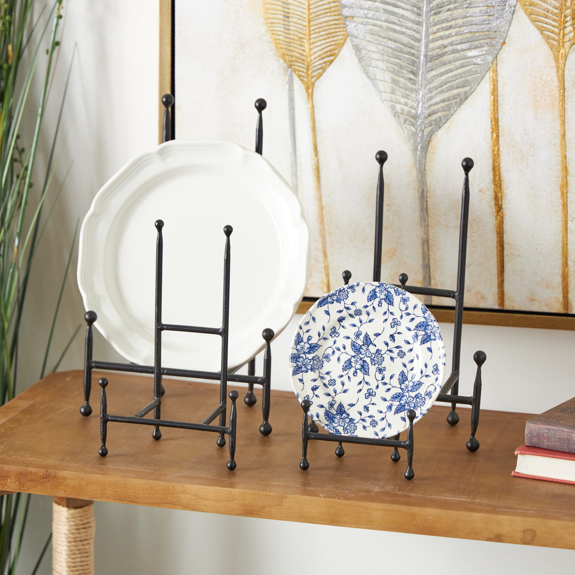 Set of 4 Black Metal Tabletop Rectangular Display Easel with Ball Accents