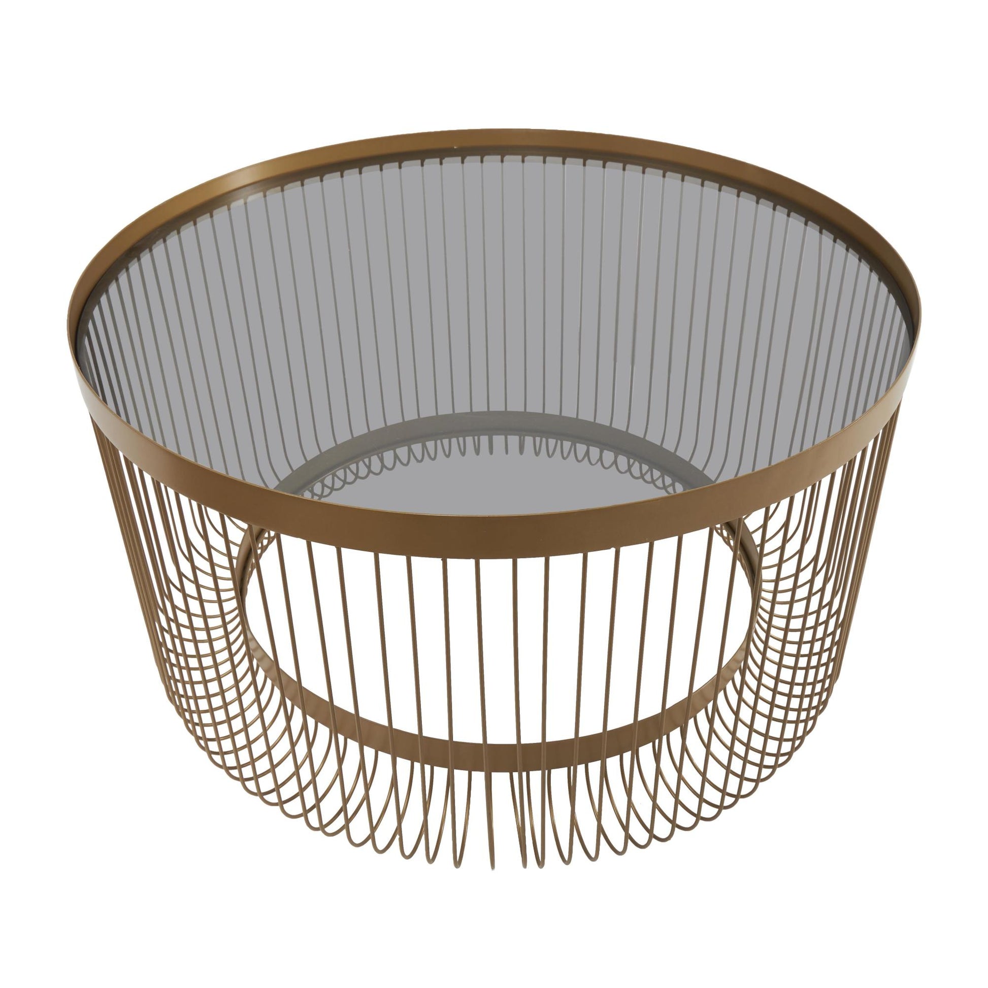 Gold Metal Living Room Coffee Table with Clear Glass Top