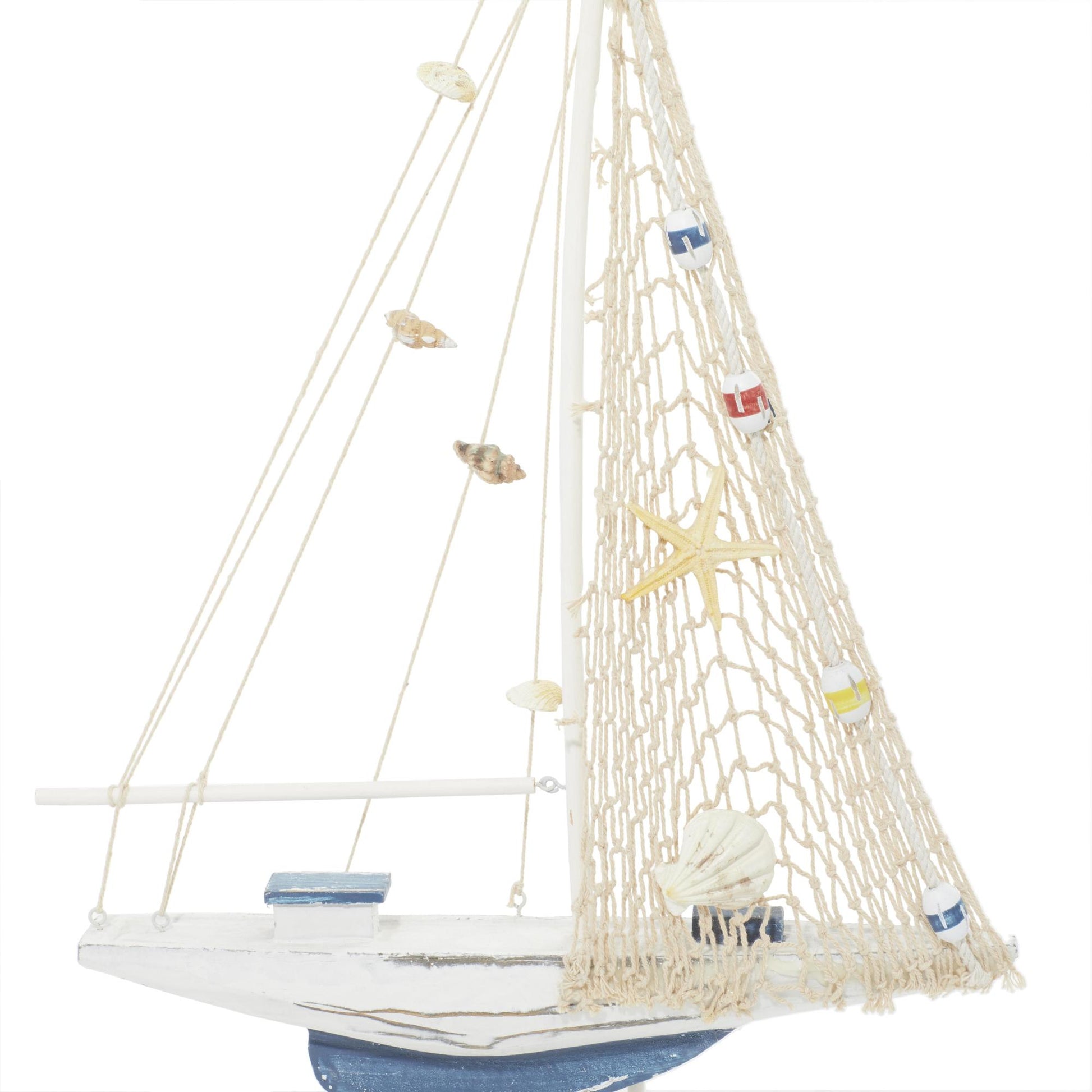 Set of 2 Sail Boat White Wood Handmade Decorative Sculpture