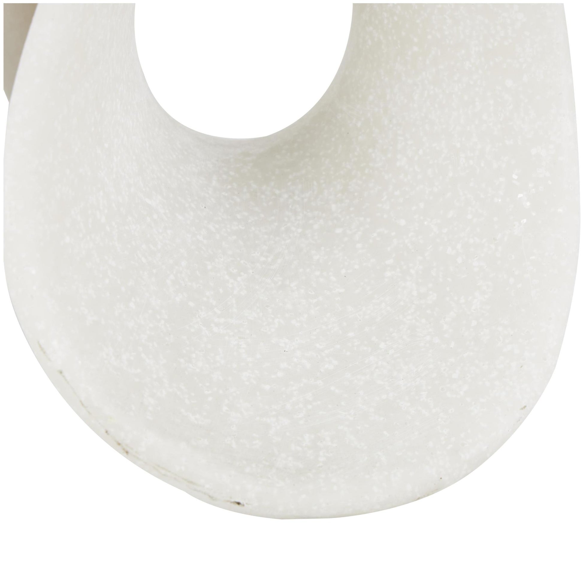 Abstract White Polystone Wavy Shaped Decorative Sculpture with Cutouts and Speckled Texturing