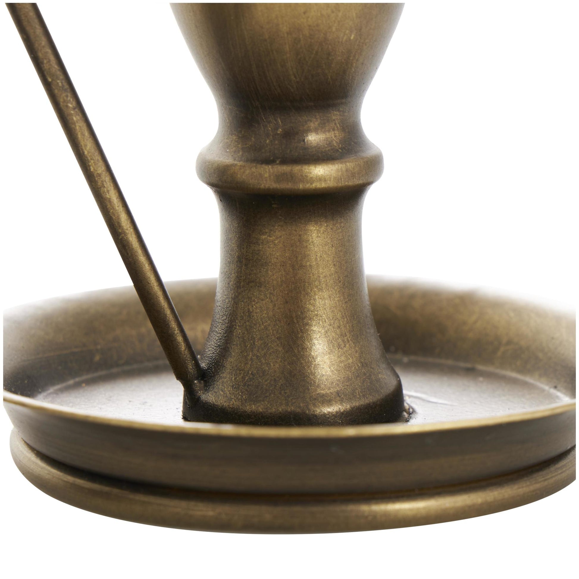 Set of 2 Bronze Metal Antique Style Decorative Candle Holder with Candle Plates and Handles