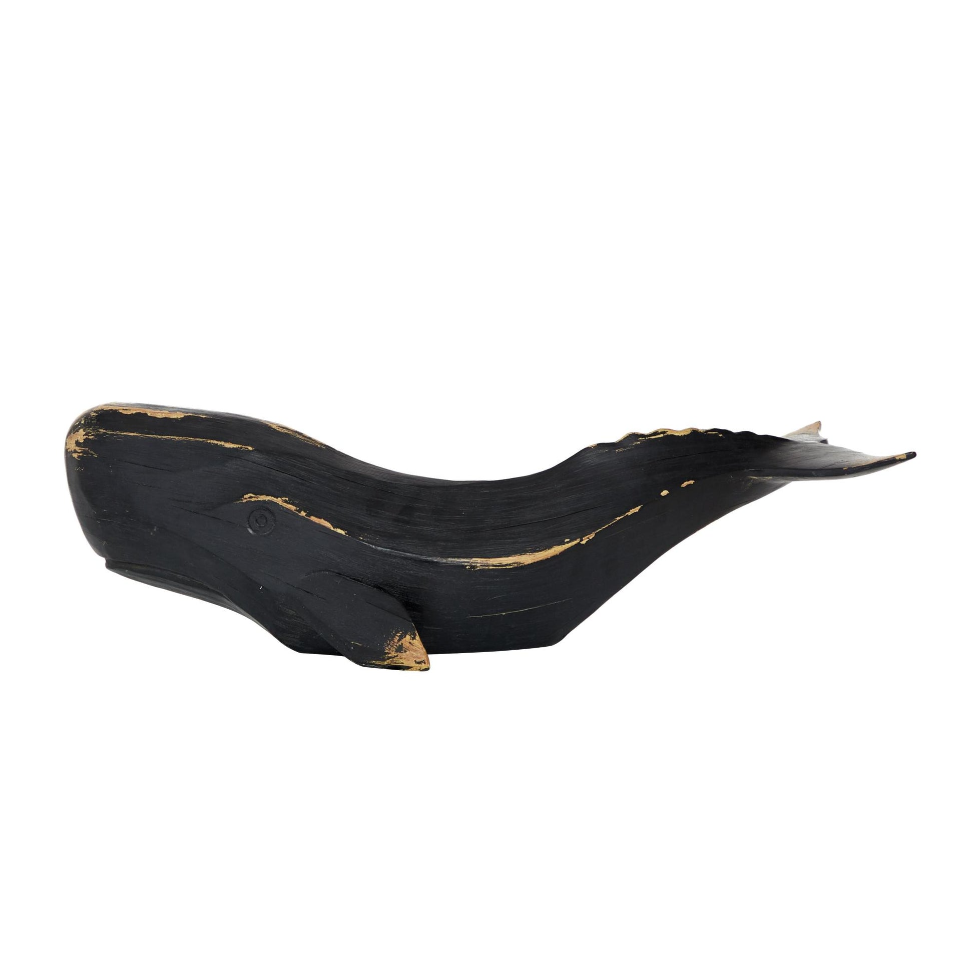 Whale Black Polystone Handmade Decorative Sculpture