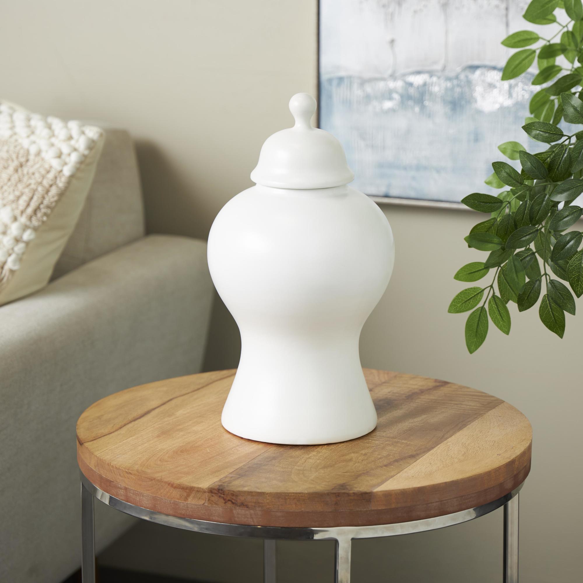Ceramic Rounded Hourglass Living Room Decorative Jars with Lid and Ball Knob