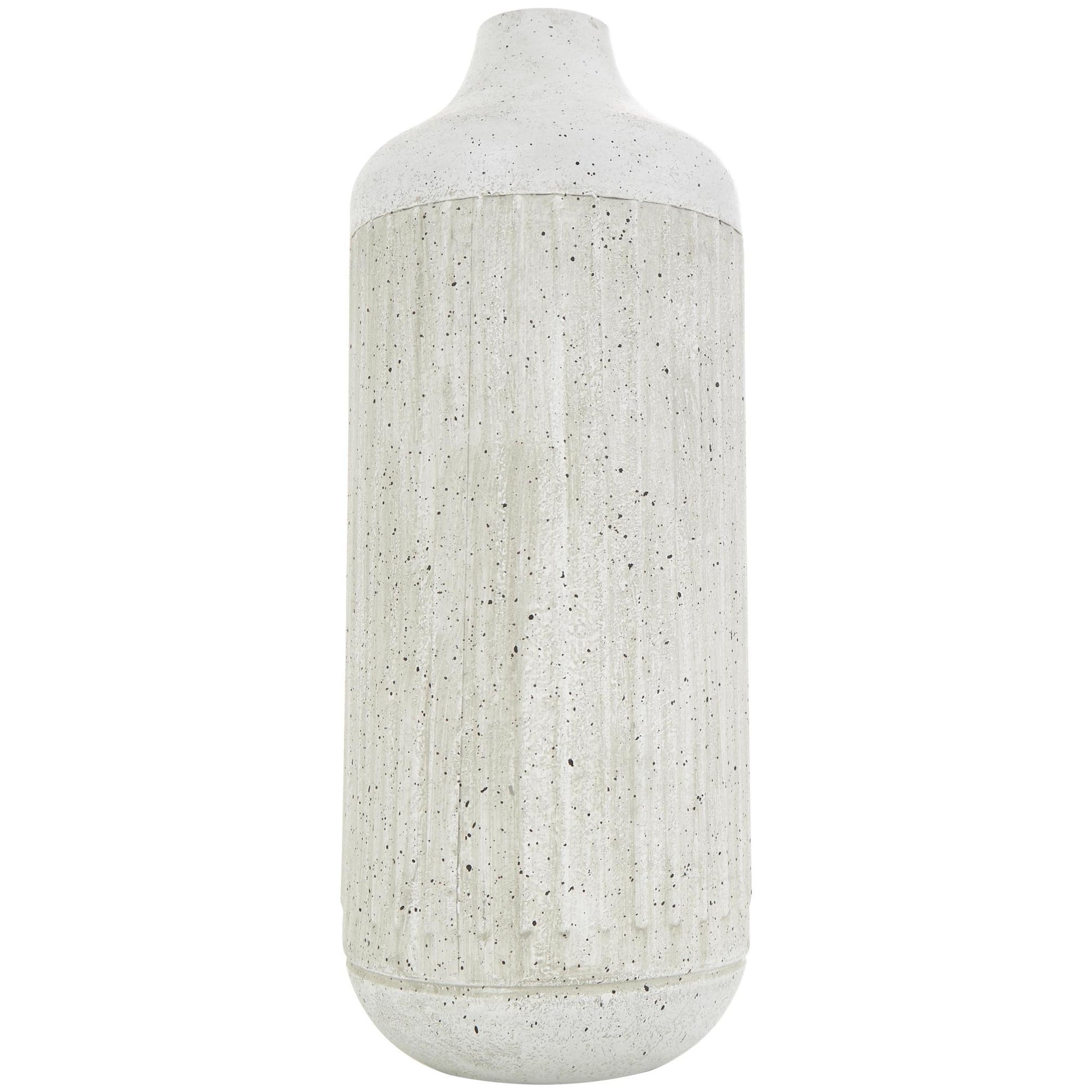 Gray Metal Ribbed Speckled Decorative Vase