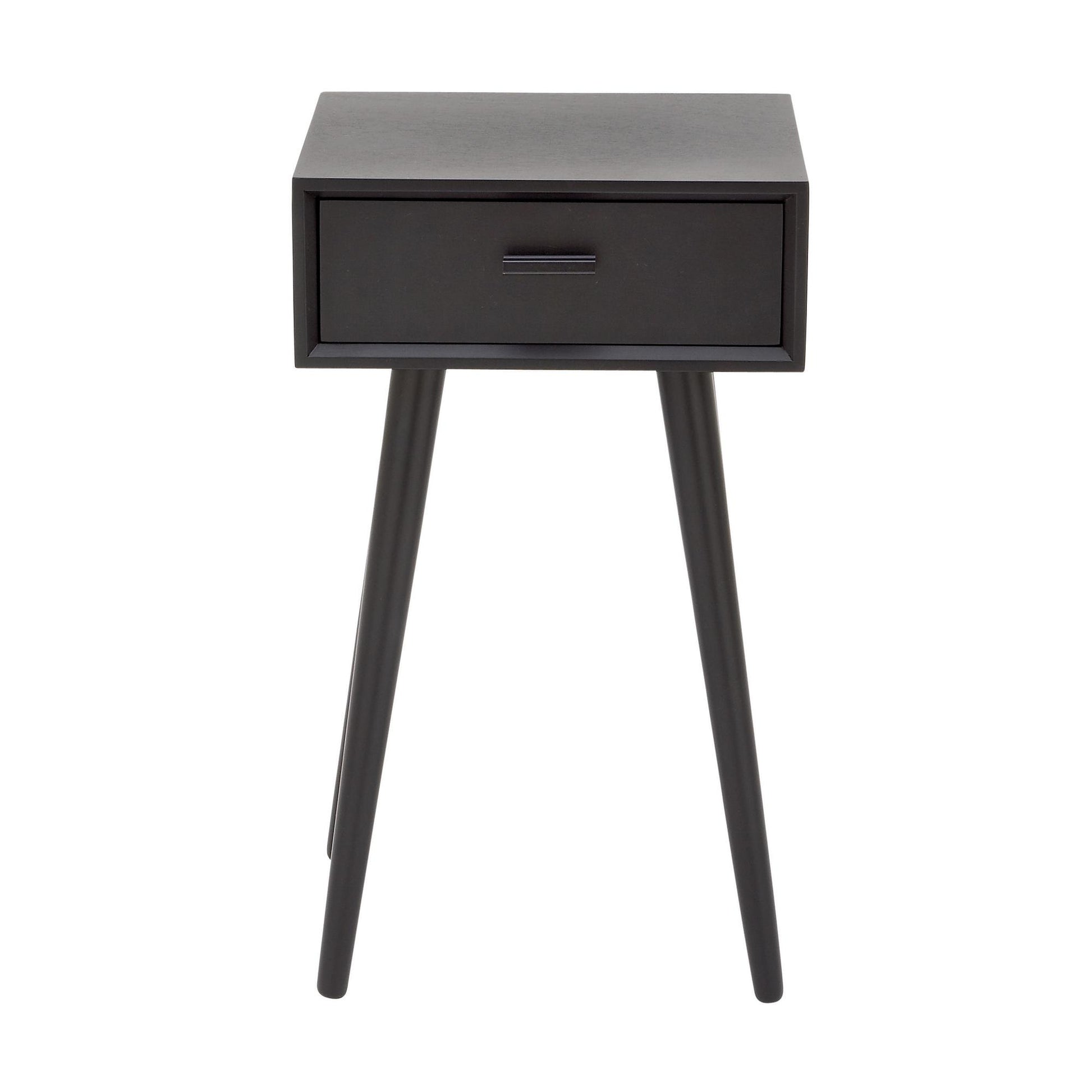 Black Wood Single Drawer Side End Accent Table