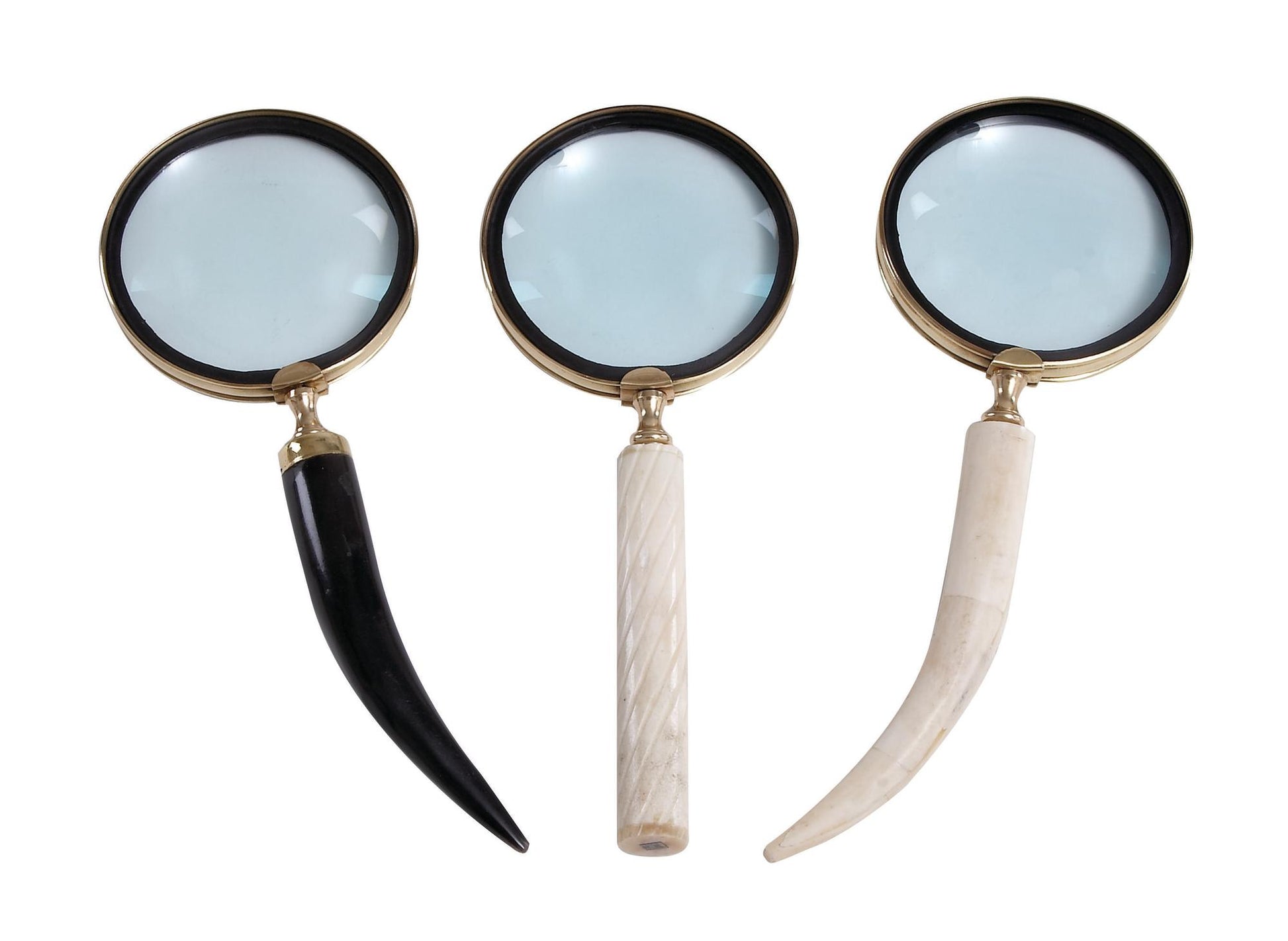 CosmoLiving by Cosmopolitan Set of 3 Black Metal Decorative Magnifying Glass with Bone Handles
