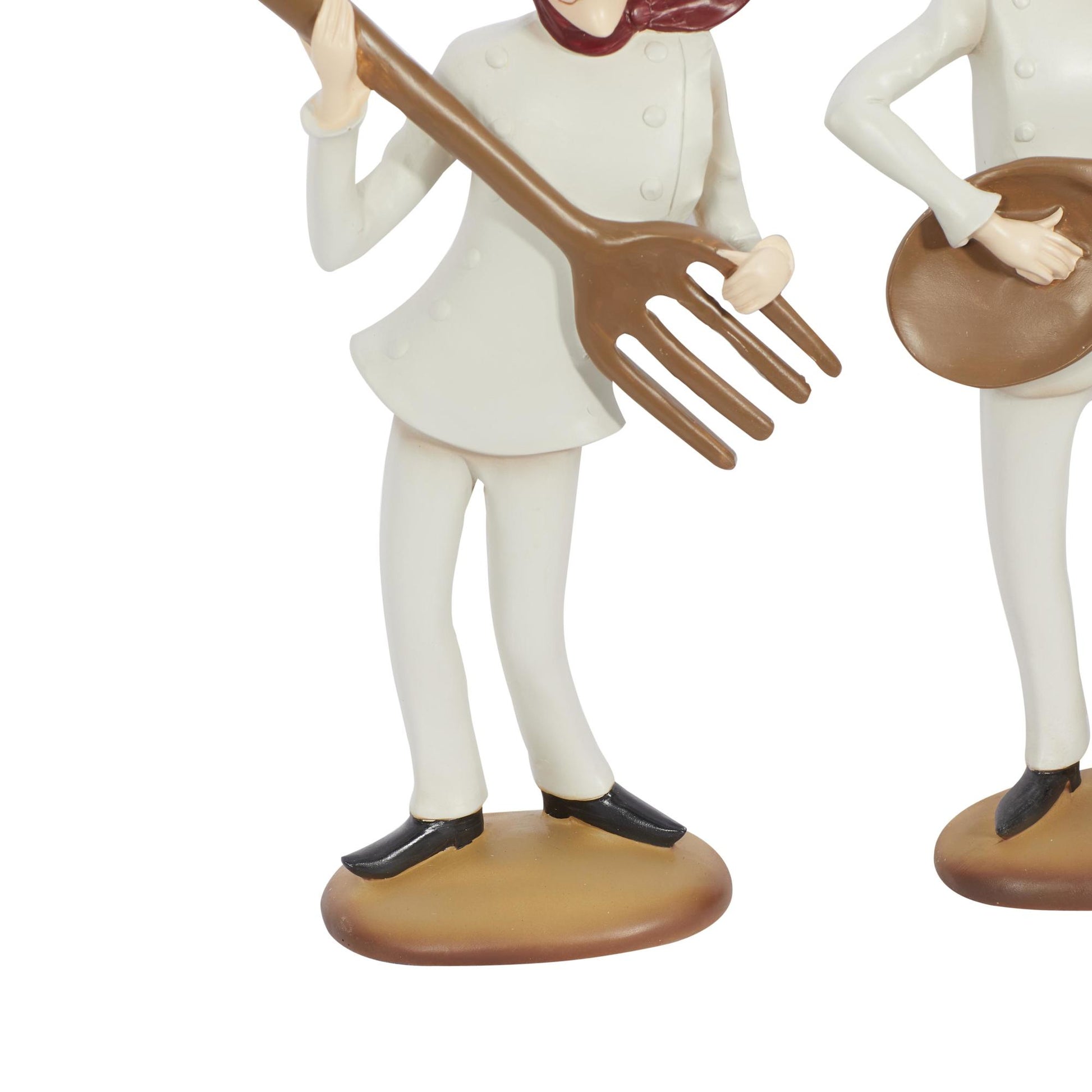 Set of 3 Chef White Polystone Decorative Sculpture with Musical Instruments