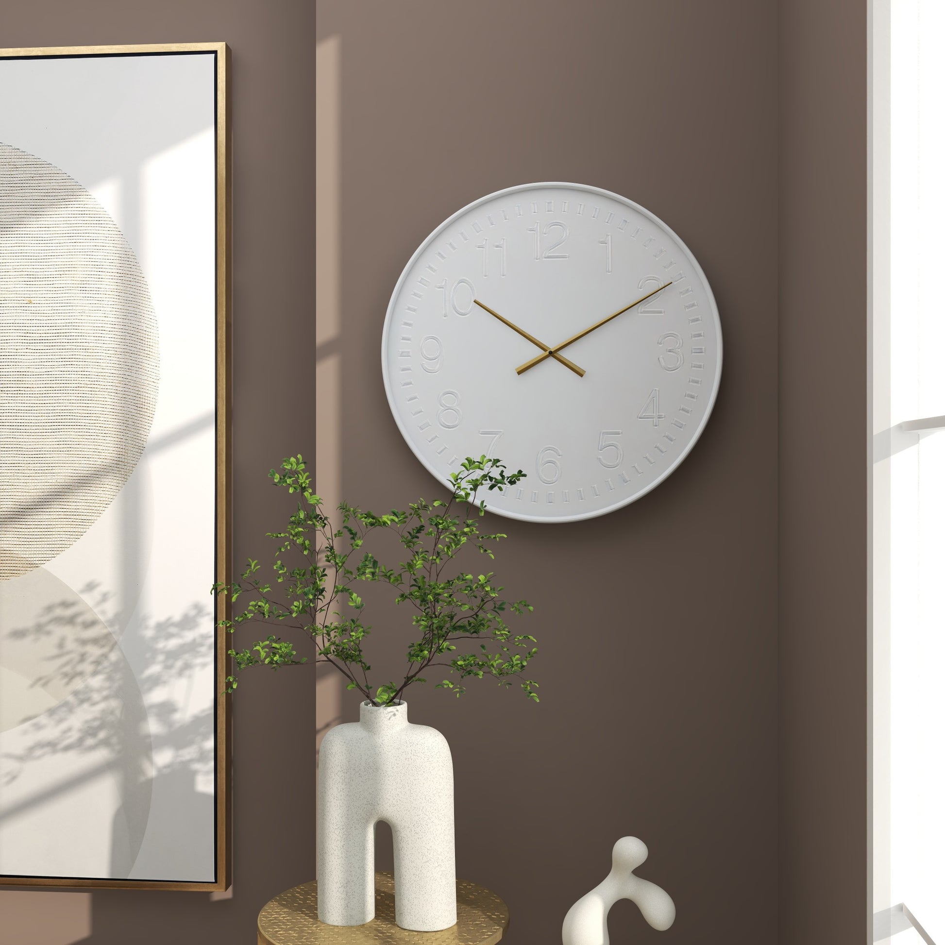 White Metal Round Decorative Wall Clock