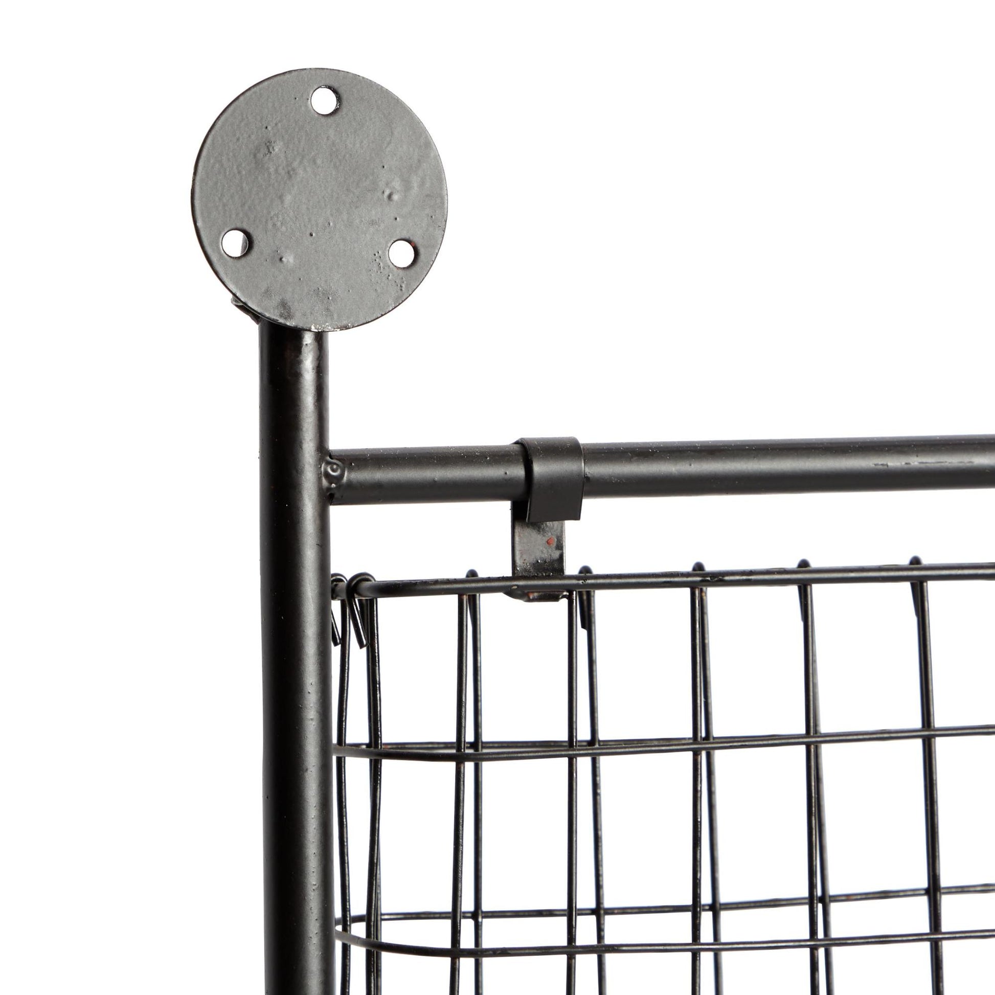 Black Metal Suspended Wire Basket 5 Slot Decorative Magazine Rack Holder with Label Slot