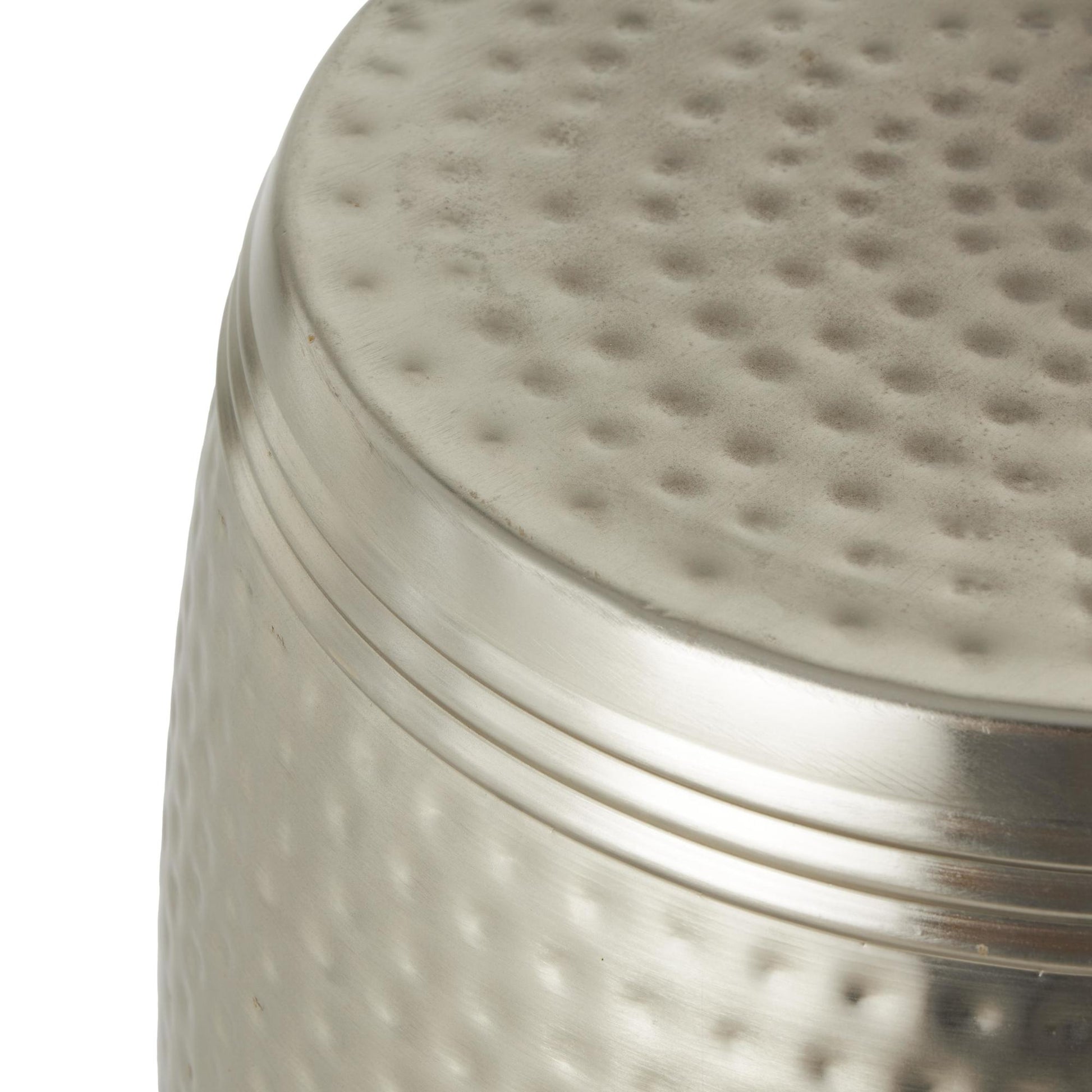 Drum Metal Handmade Side End Accent Table with Hammered Design