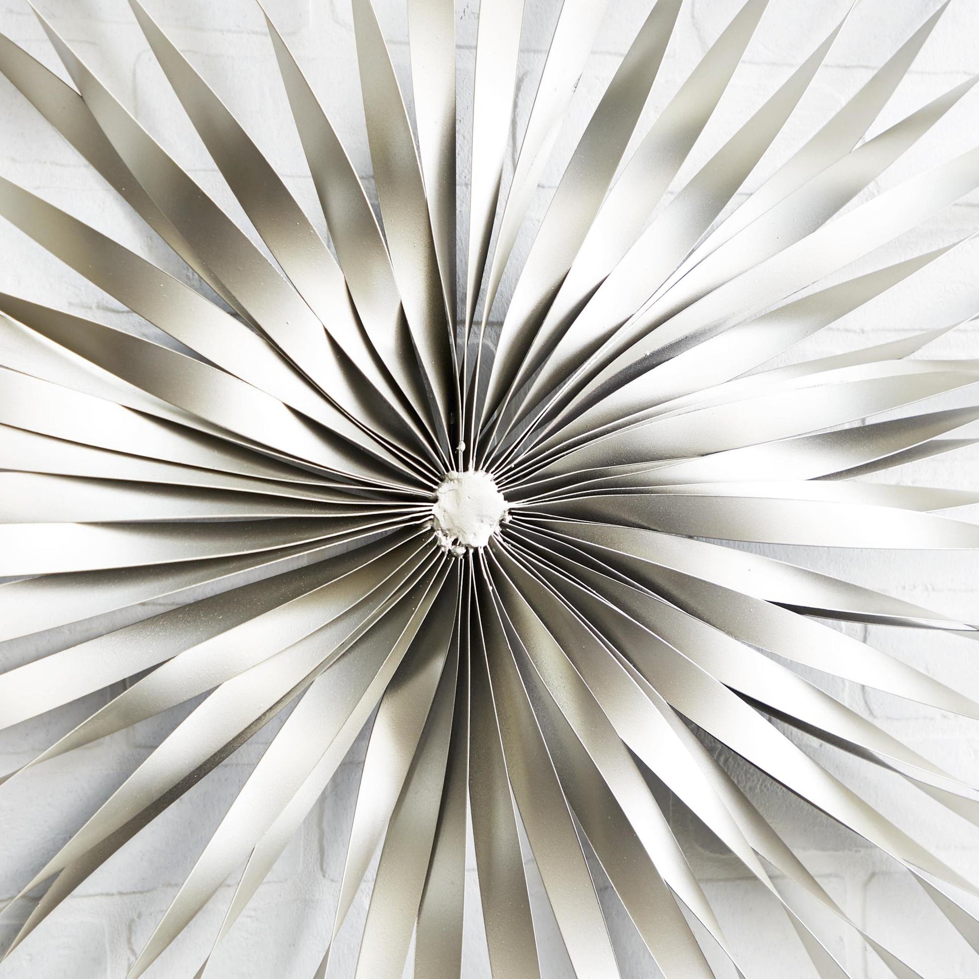 Sunburst Silver Metal Coiled Ribbon Home Wall Decor with Black Frame