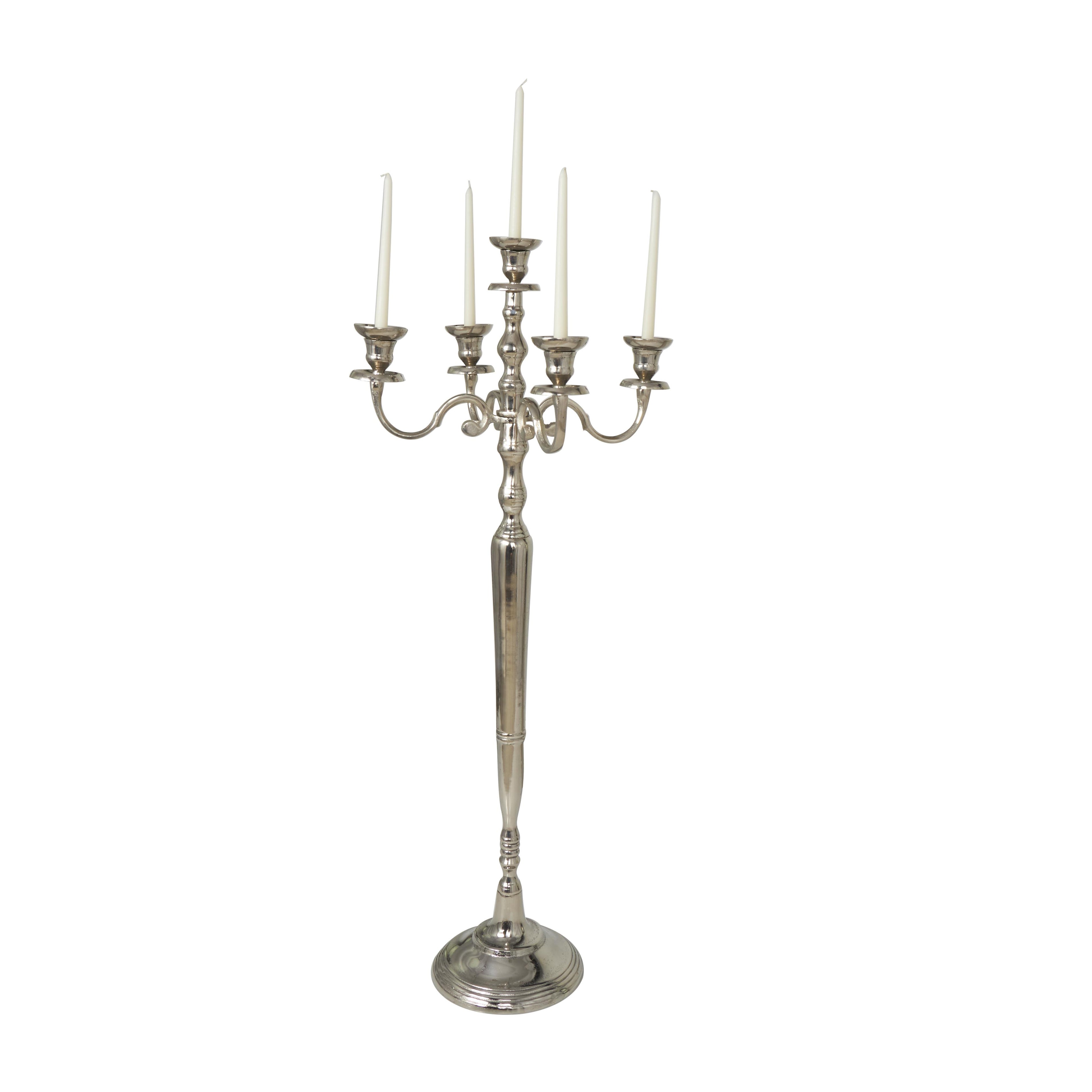 Scroll Aluminum Metal Tall Floor 5 Candle Decorative Candelabra
