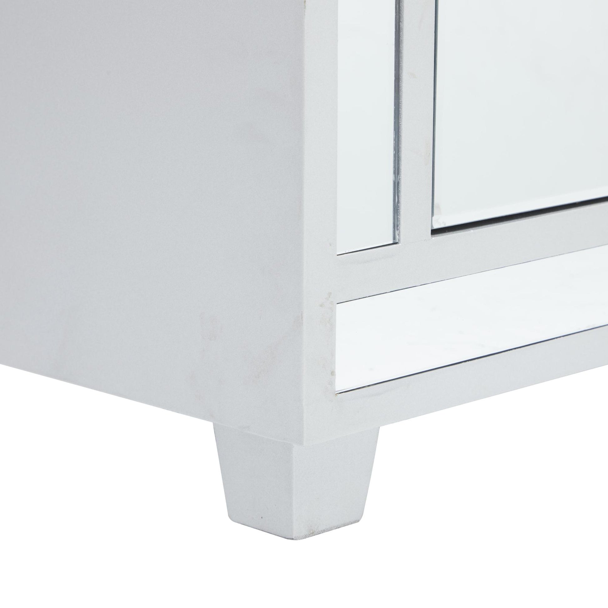 Gray Velvet Mirrored 3 Drawer Room Storage Bench with Upholstered Seat