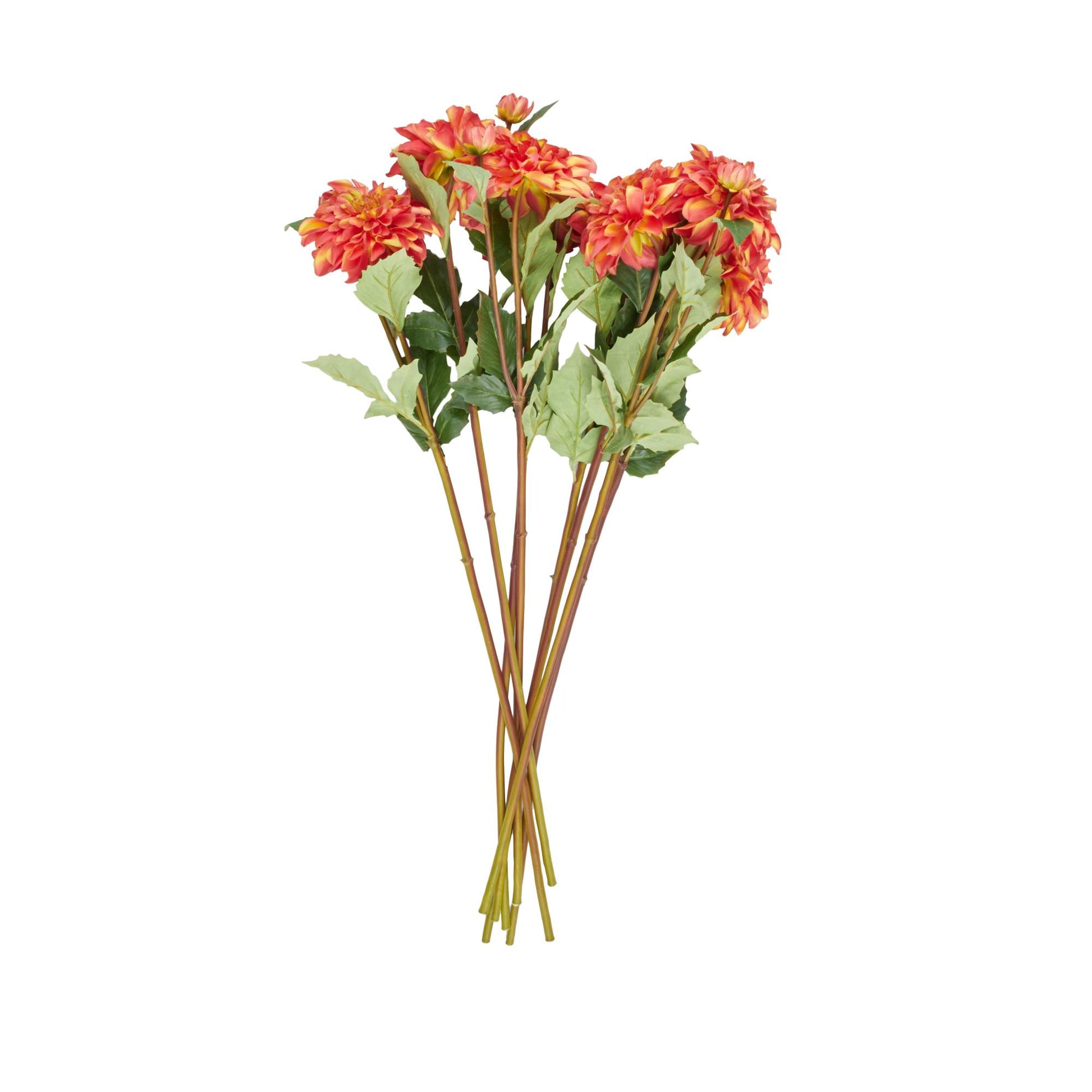 Set of 8 Dahlia Red Faux Foliage Tall Indoor Outdoor Artificial Flower Stem