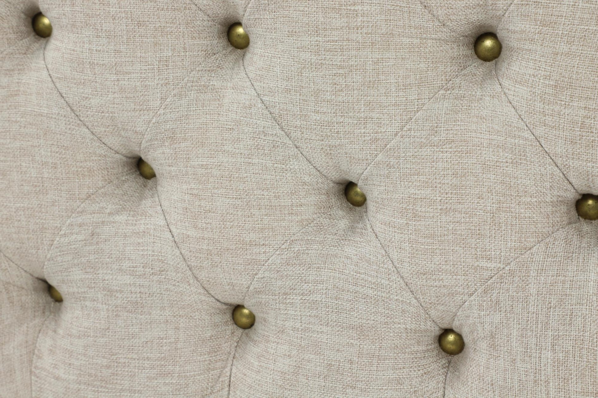 Beige Linen Fabric Tufted Room Ottoman