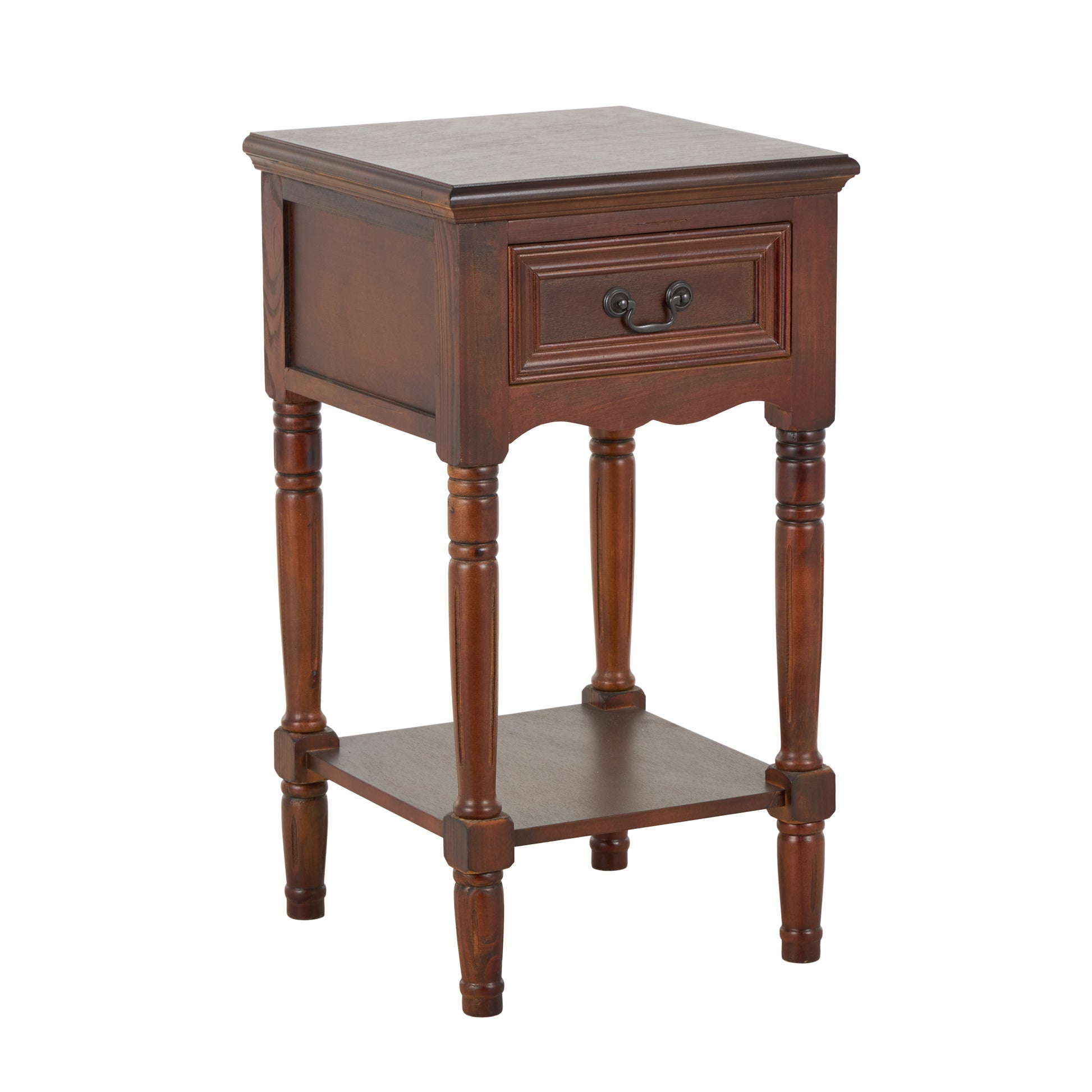 Brown Wood 1 Drawer Side End Accent Table