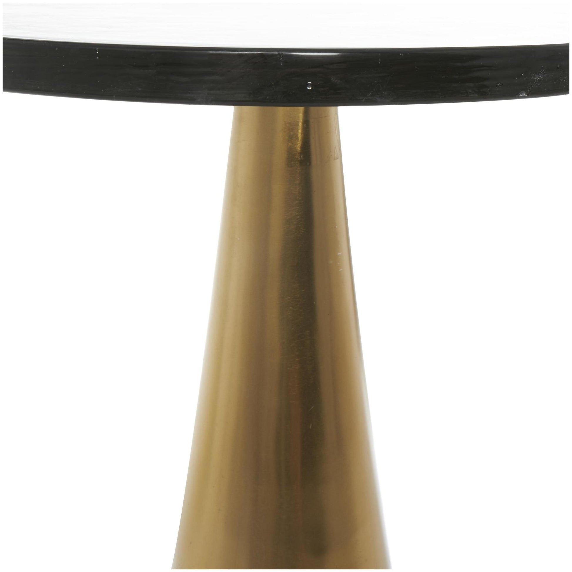 Geometric Aluminum Metal Cone Side End Accent Table with Textured Glass Tabletop