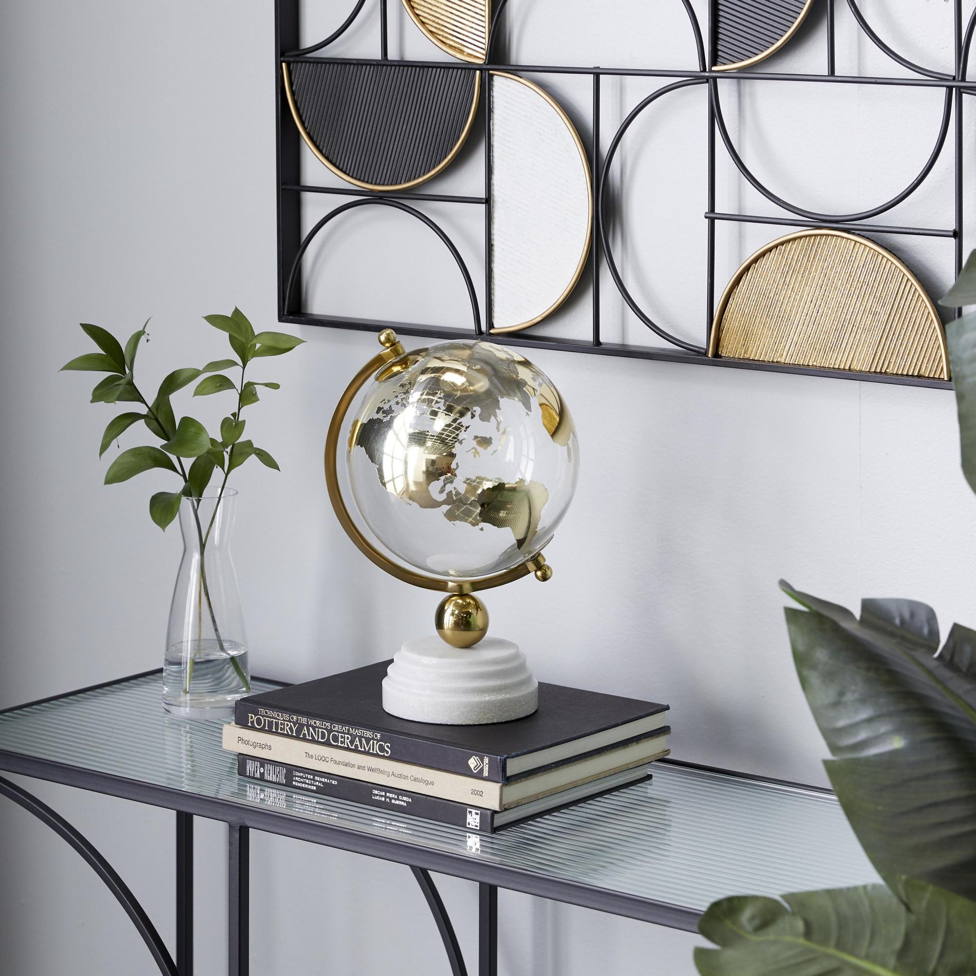 Marble Educational/Geographic Earth Globe with Marble Base and Tiered Base