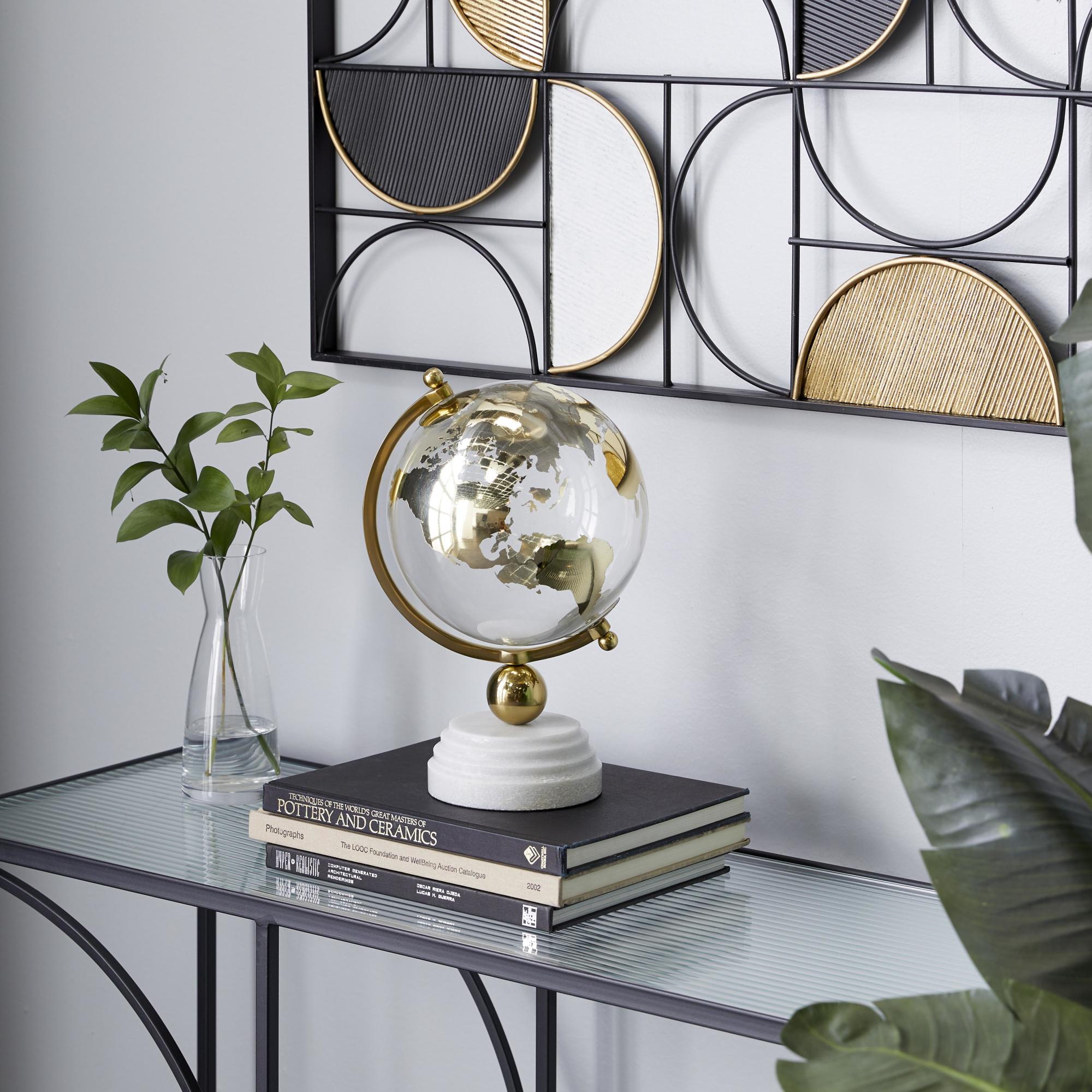 Marble Educational/Geographic Earth Globe with Marble Base and Tiered Base