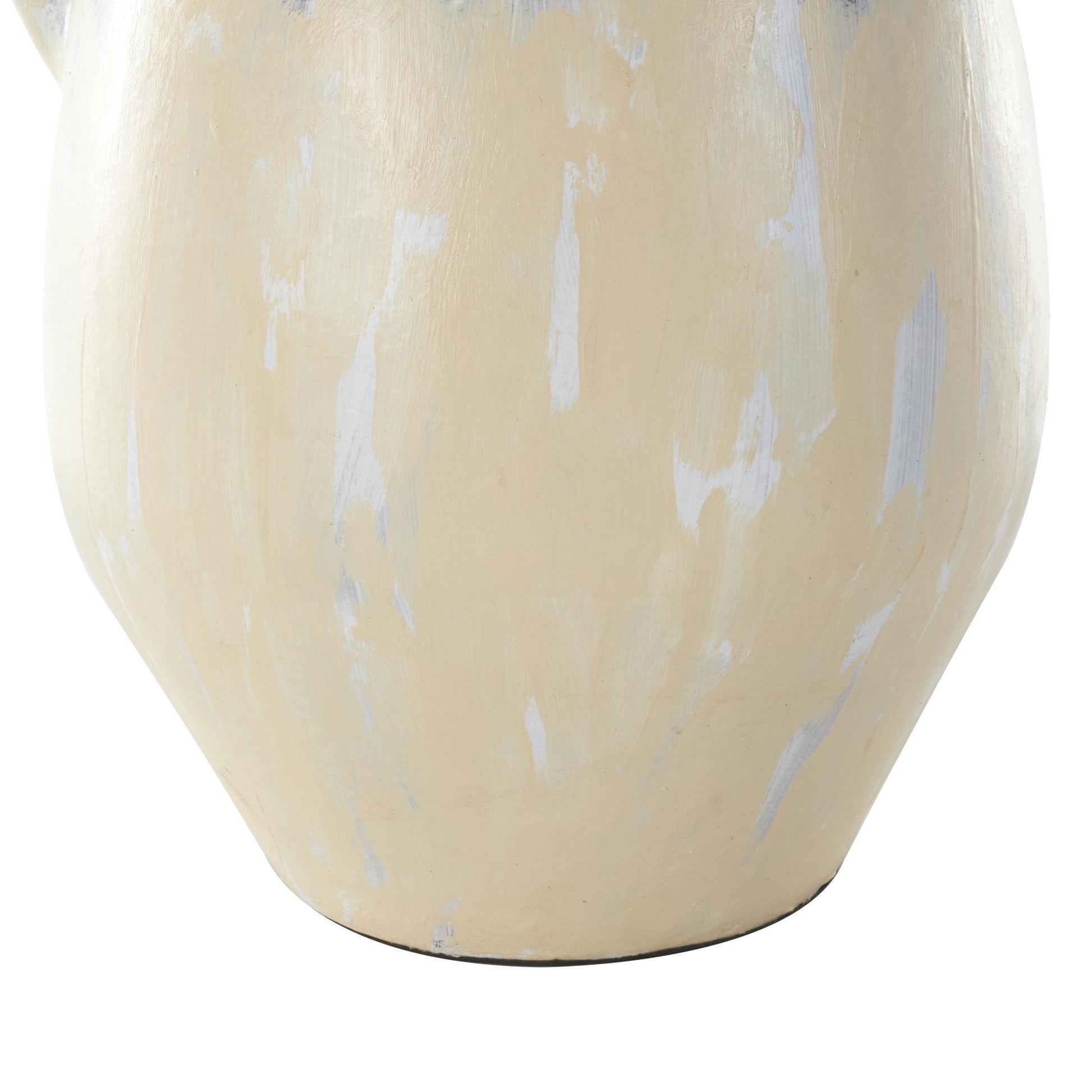 Cream Ceramic Antique Style Pot Decorative Vase with Curved Handle